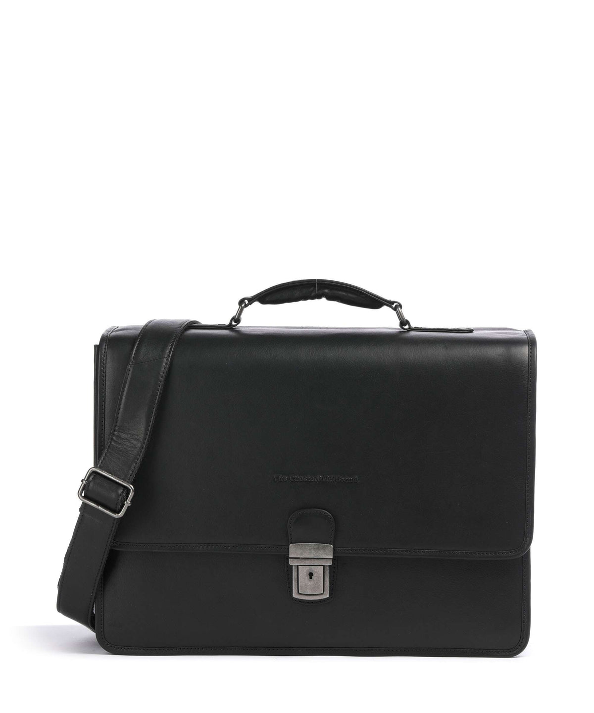 The Chesterfield Brand Cow Wax Pull Up Glenwood Briefcase black