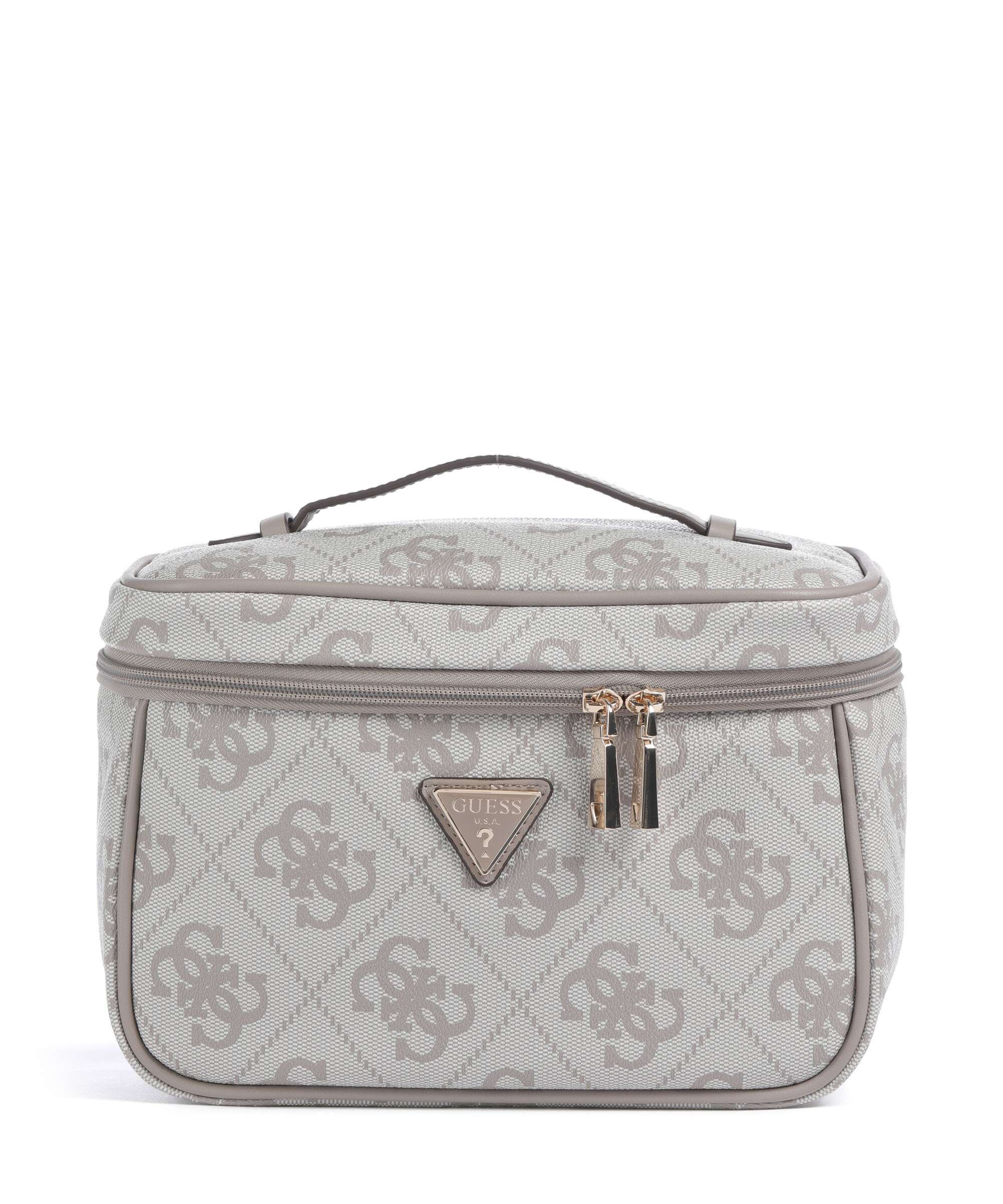 Guess Berta 4G Logo Toiletry bag dark taupe logo