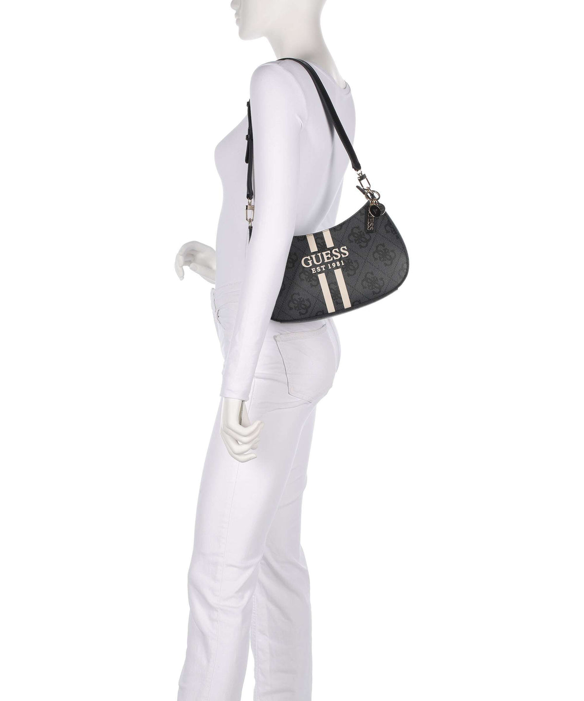 Guess Noelle 4G Logo Shoulder bag coal logo