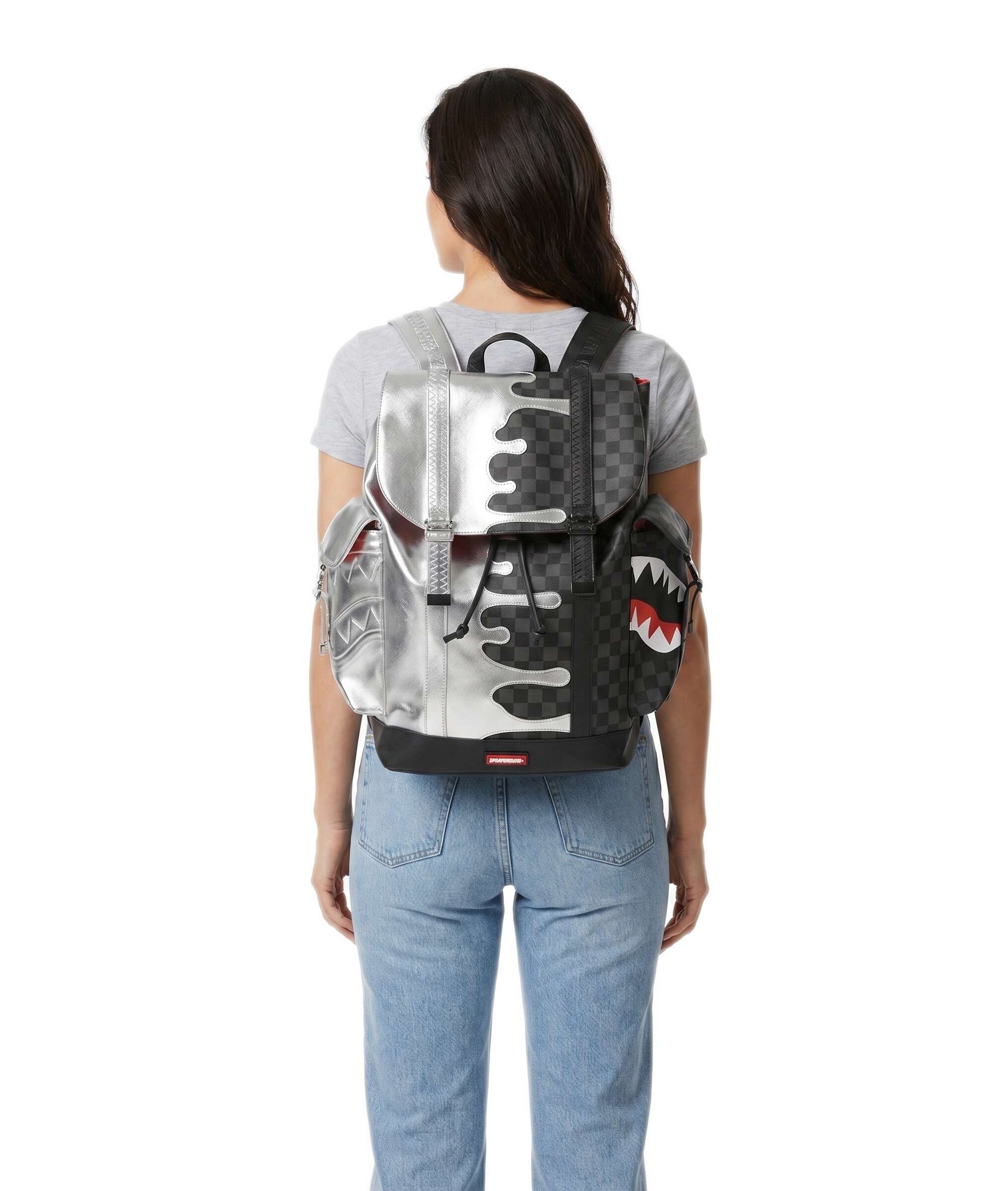 Sprayground Silver Side Drip Monte Carlo Backpack black/silver