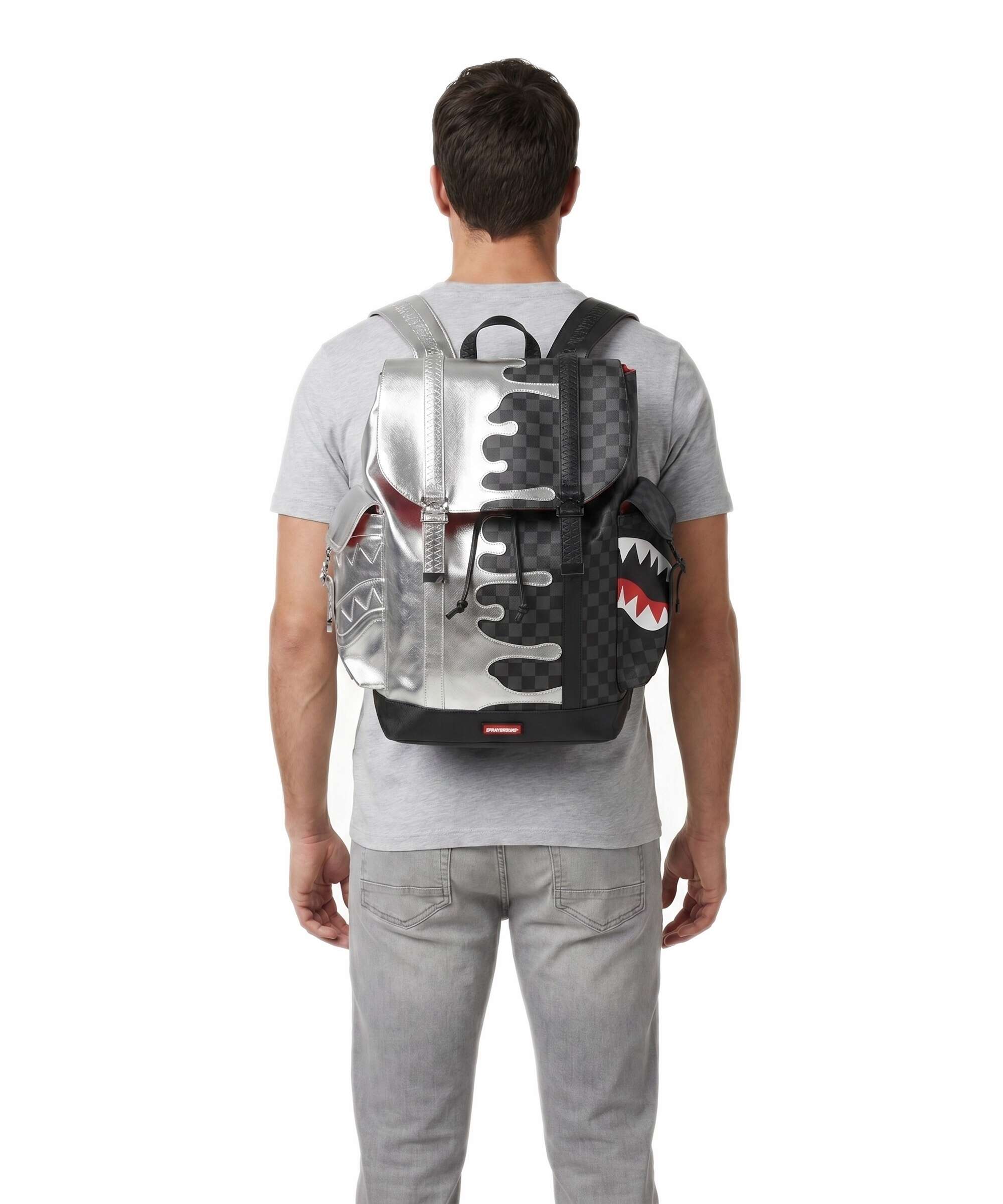 Sprayground Silver Side Drip Monte Carlo Backpack black/silver