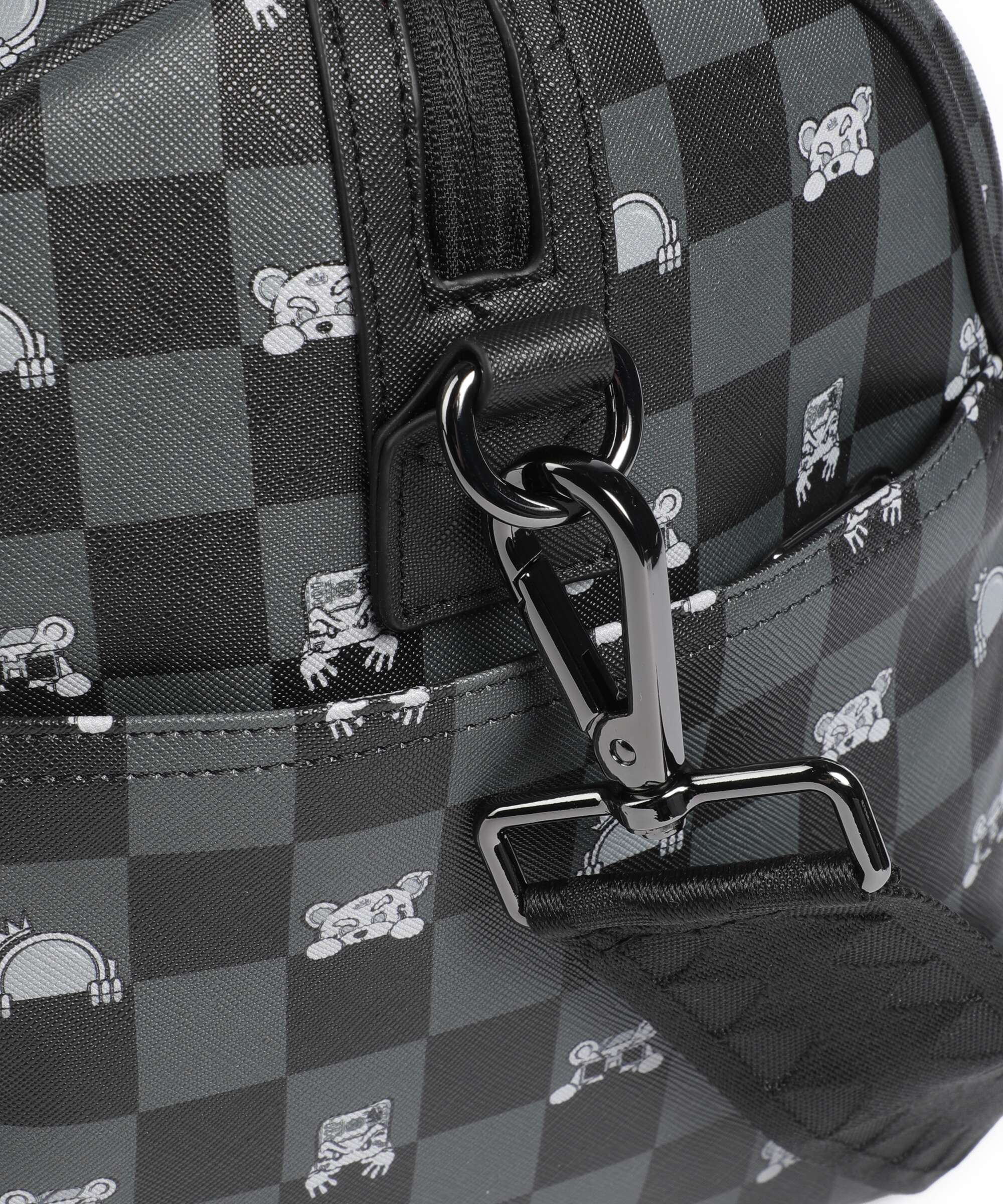 Sprayground Gray Peeking Character Check Weekend bag black