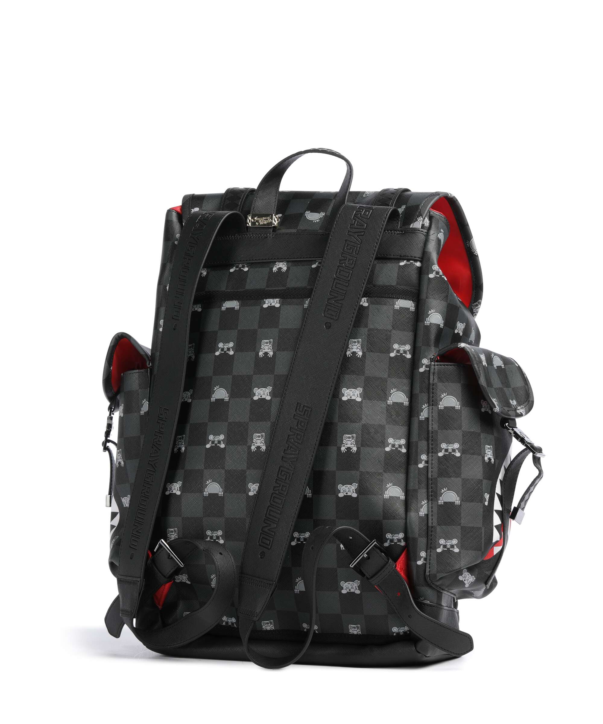 Sprayground Gray Peeking Character Check Monte Carlo Backpack black/gray