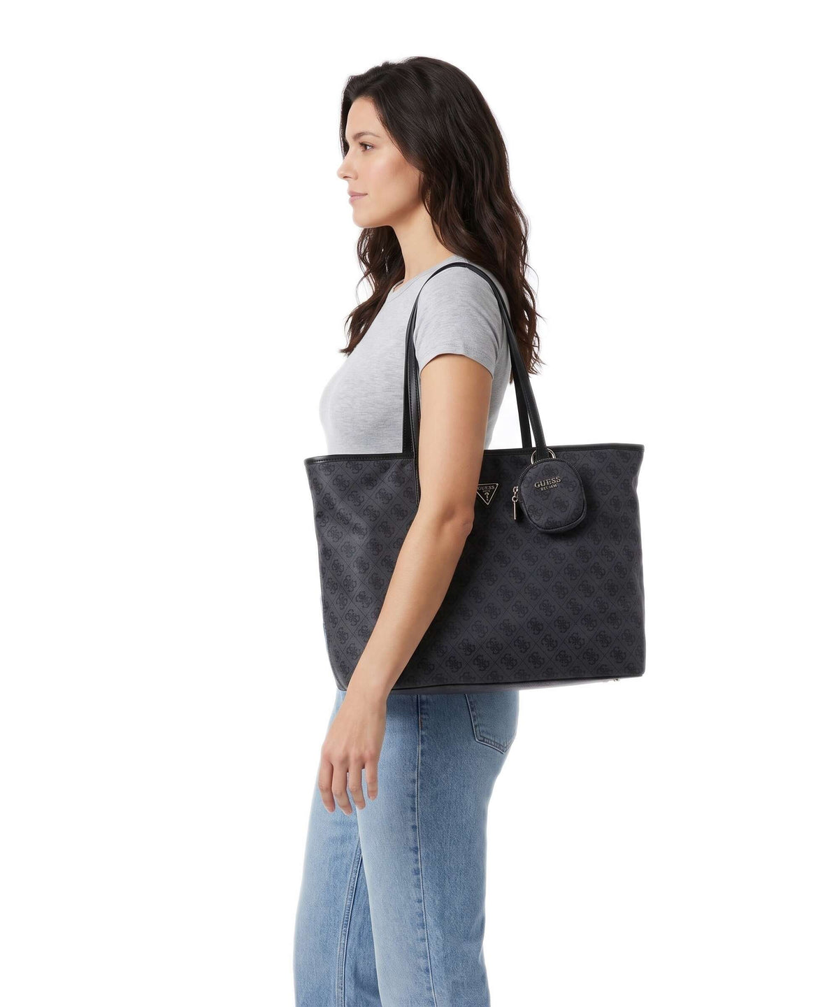 Guess Adrian Tech Logo Large Tote bag coal logo