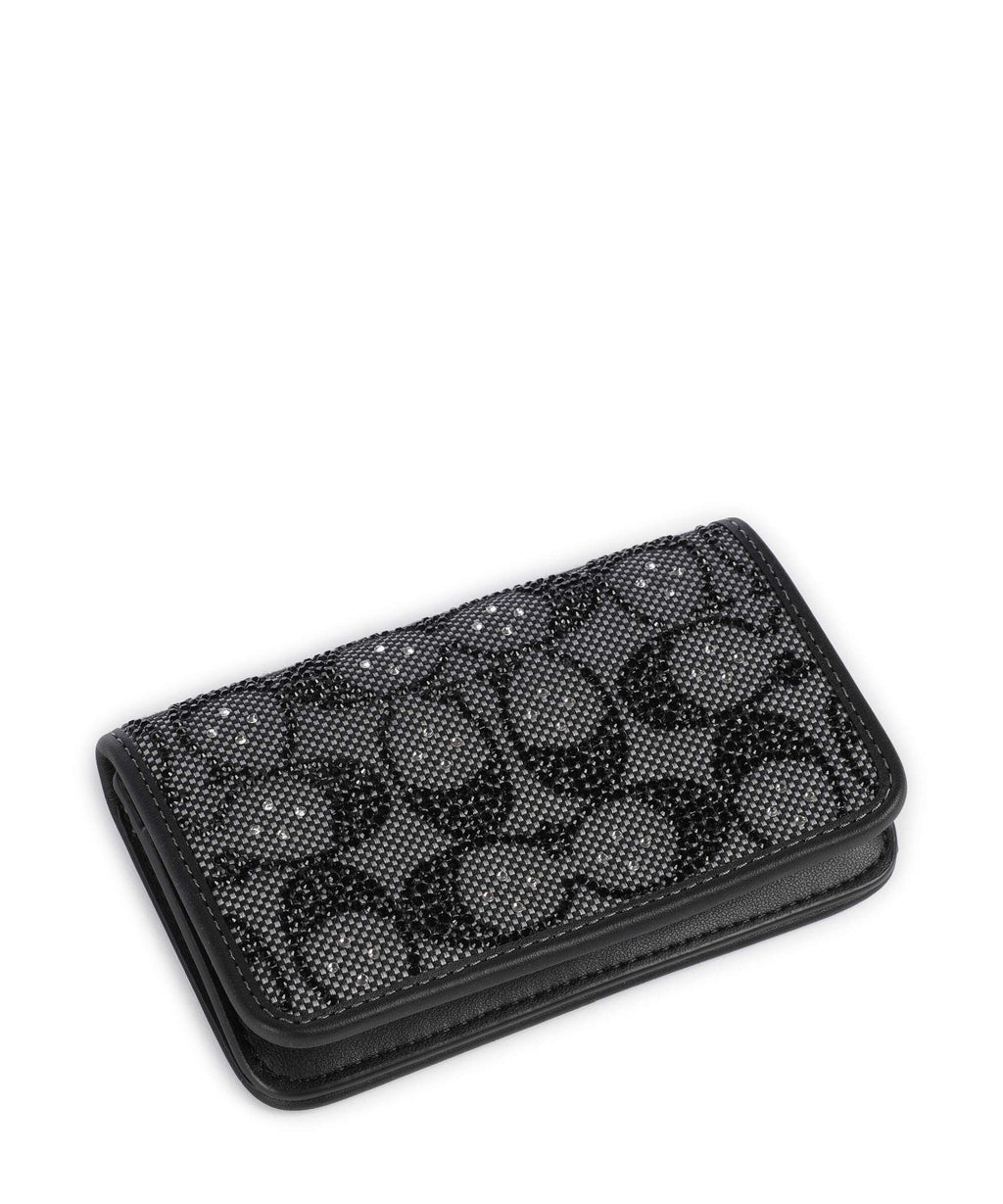 Coach Essential Crystal Signature Jacquard Wallet black