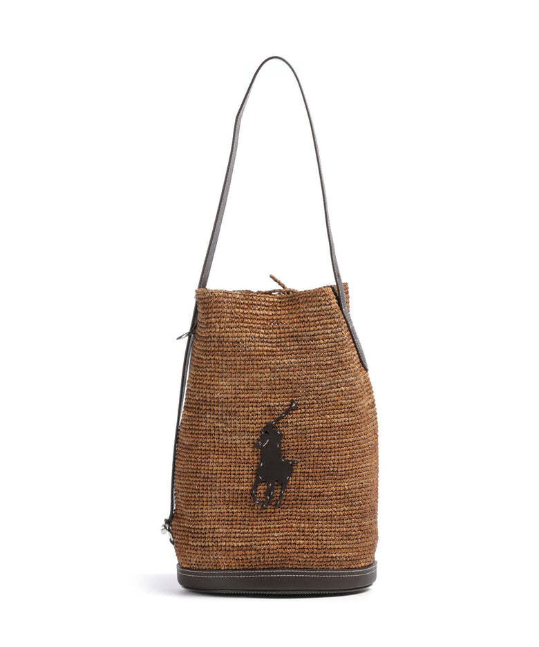 Polo Ralph Lauren Raffia Bucket bag toasted almond/chocolate
