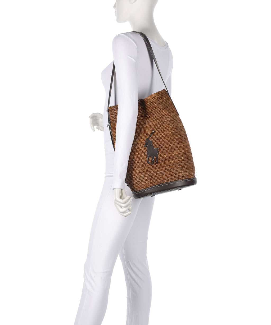 Polo Ralph Lauren Raffia Bucket bag toasted almond/chocolate