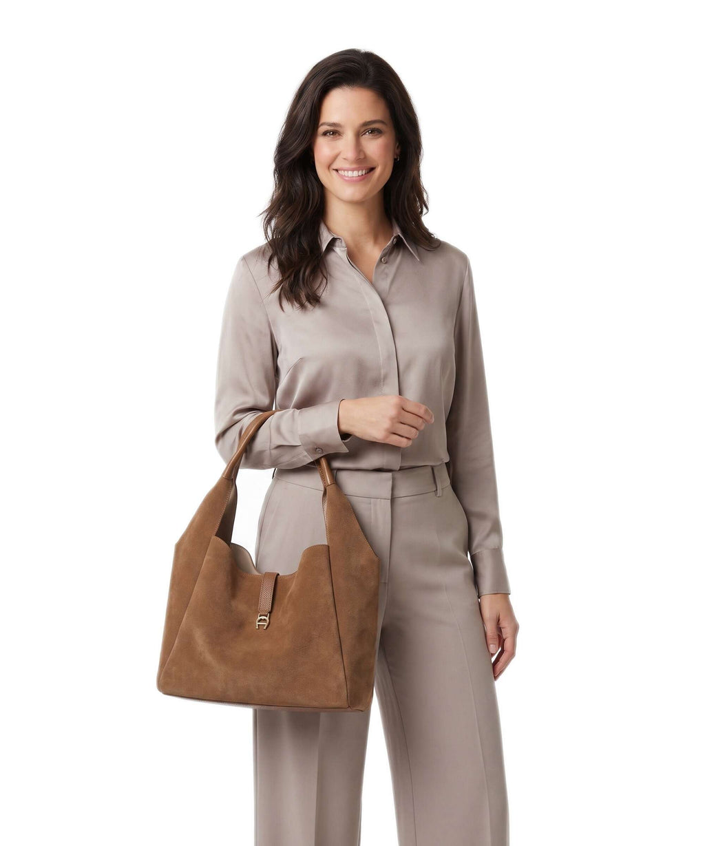 Aigner Zaira M Hobo bag oat beige
