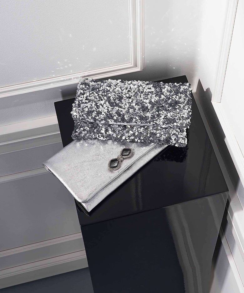 Abro Sequins Clutch bag silver