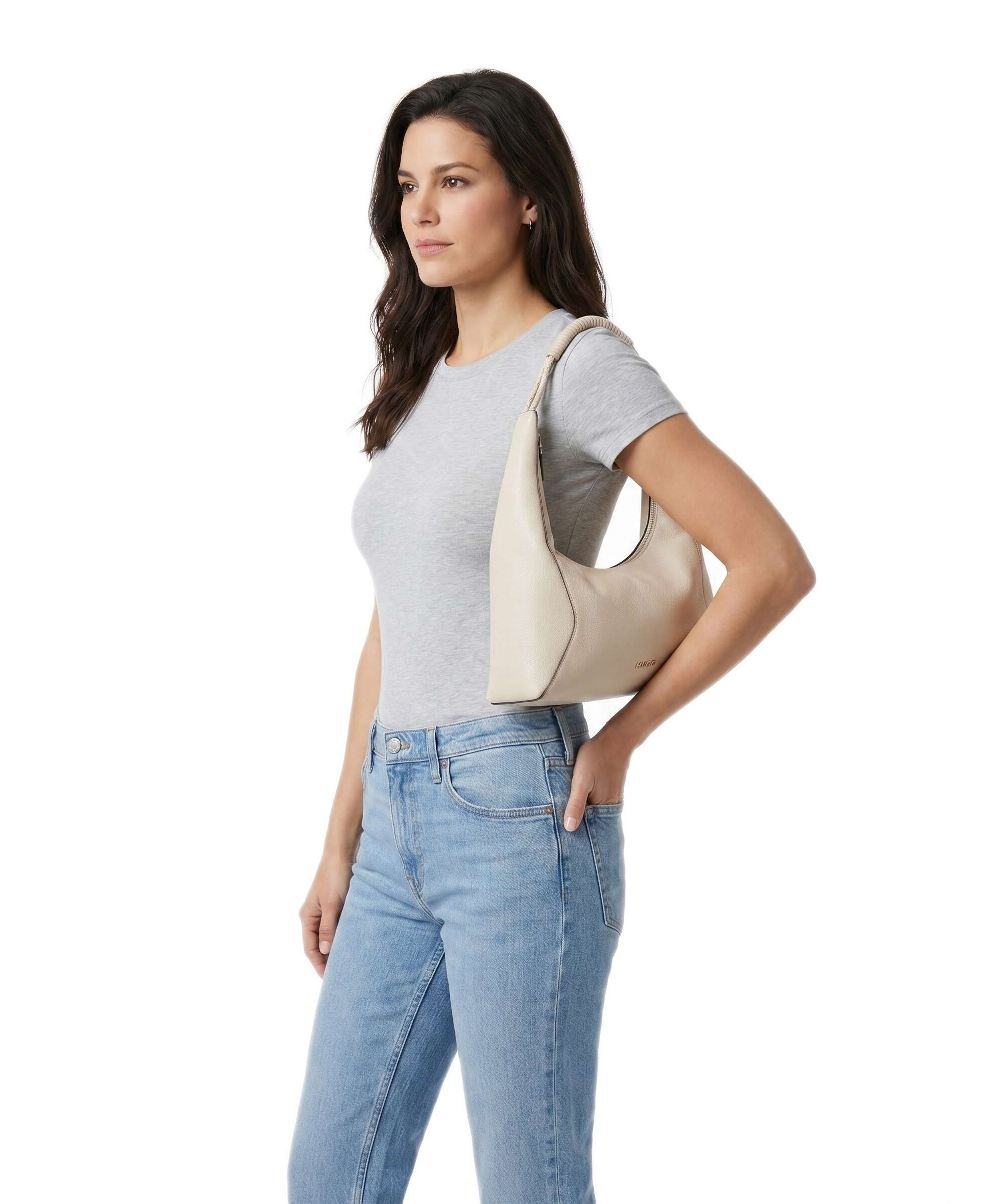 Hugo Brielle Hobo bag open white