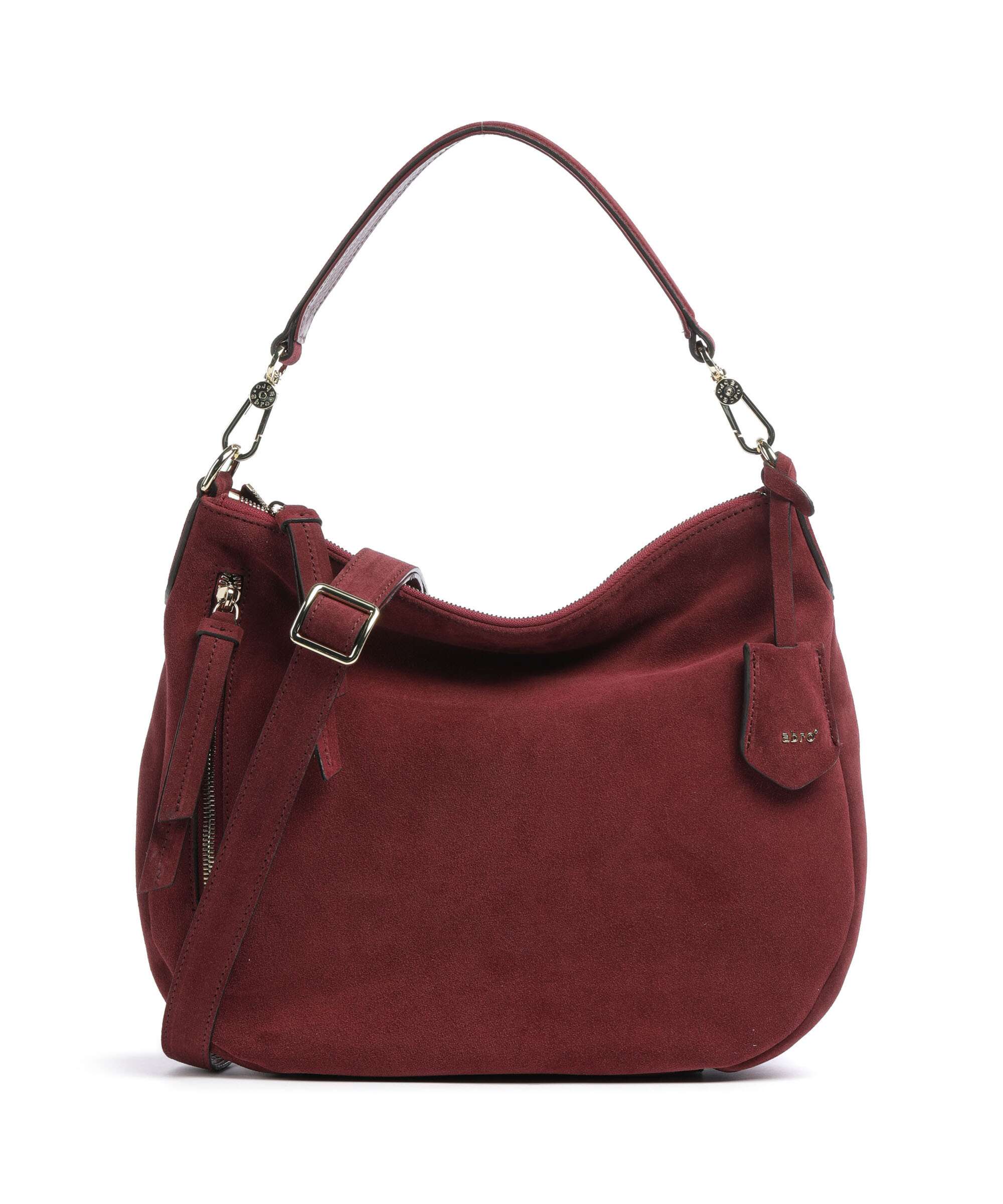 Abro Suede Juna Hobo bag bordeaux