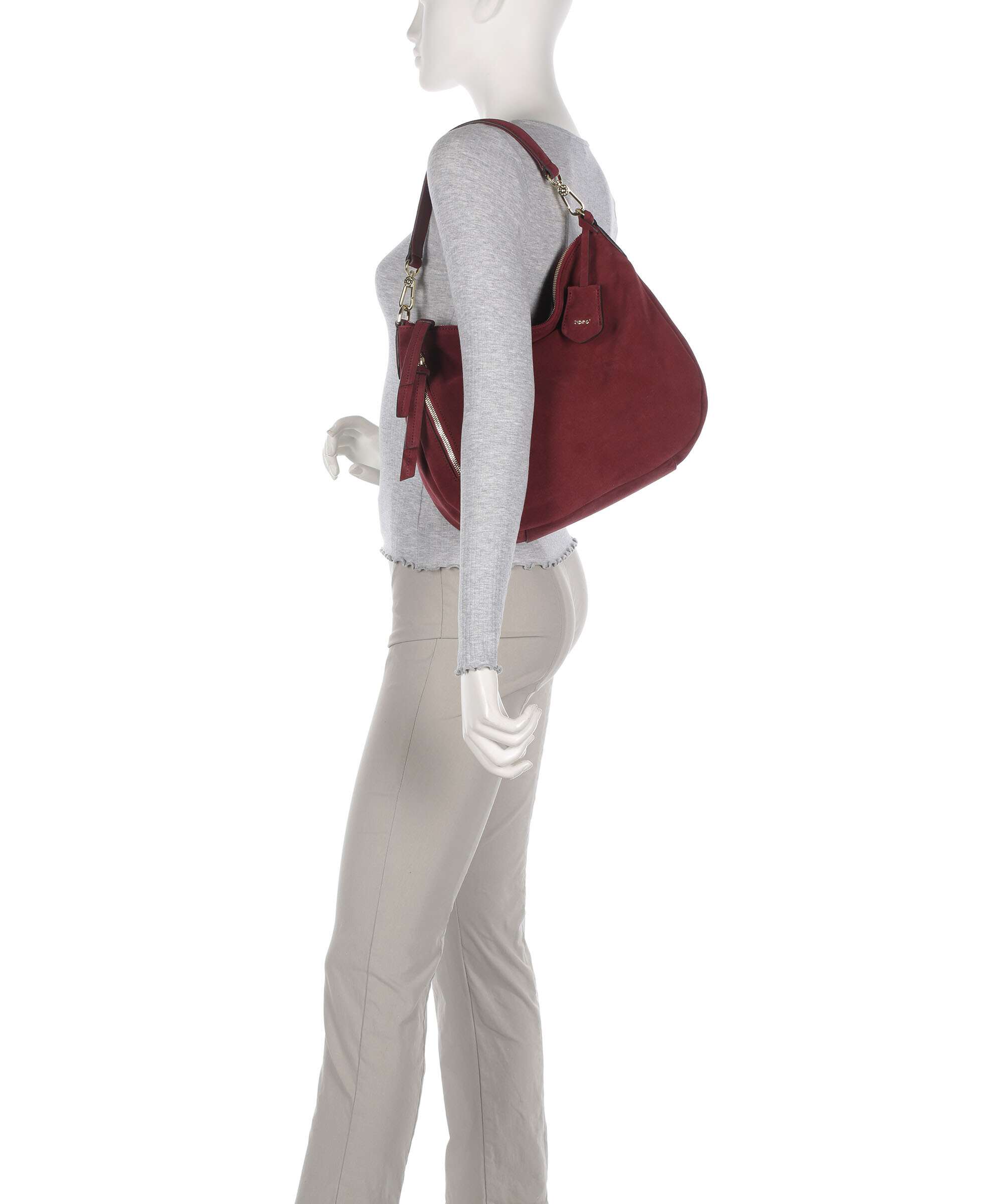 Abro Suede Juna Hobo bag bordeaux