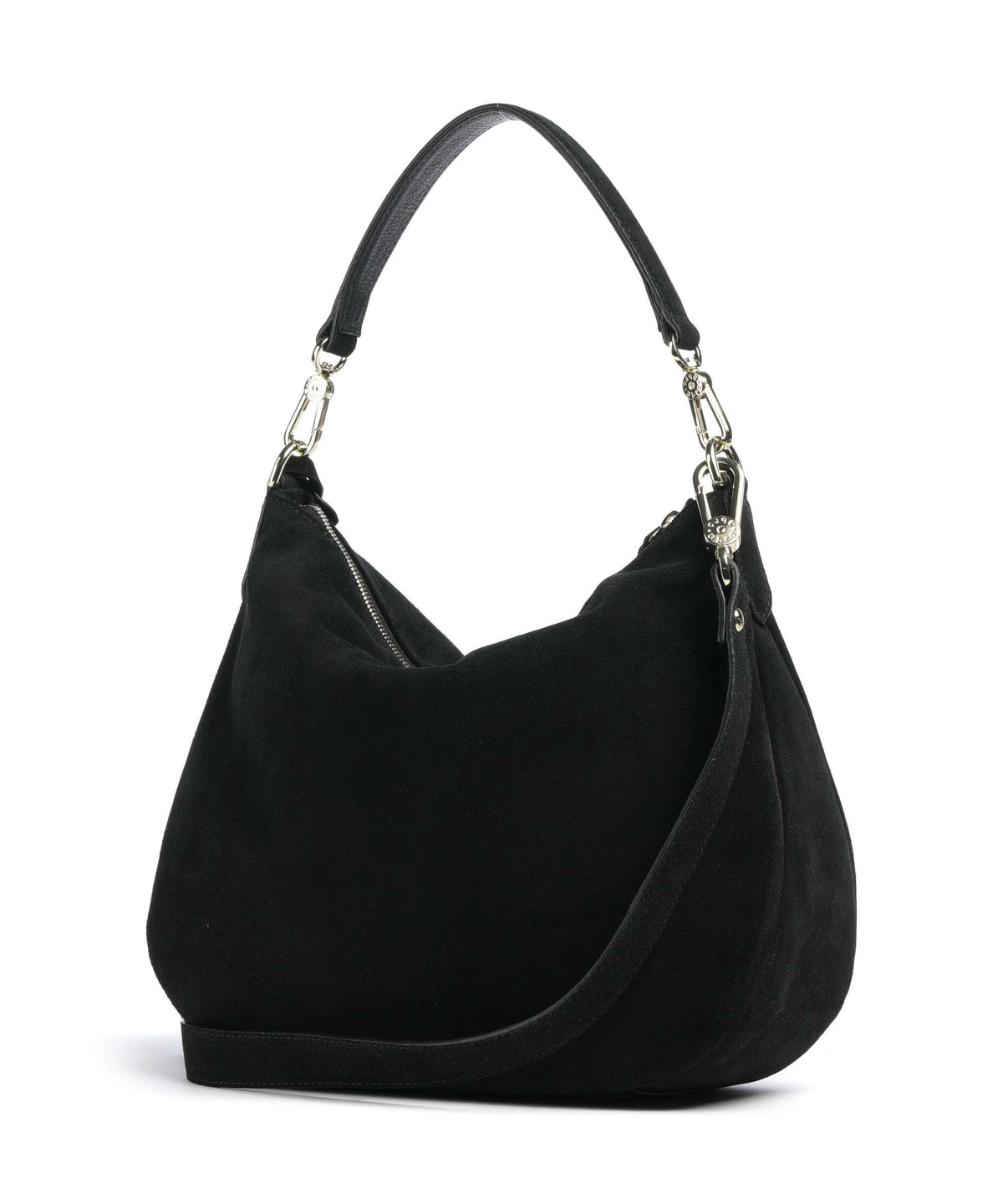 Abro Suede Juna Small Hobo bag black/gold