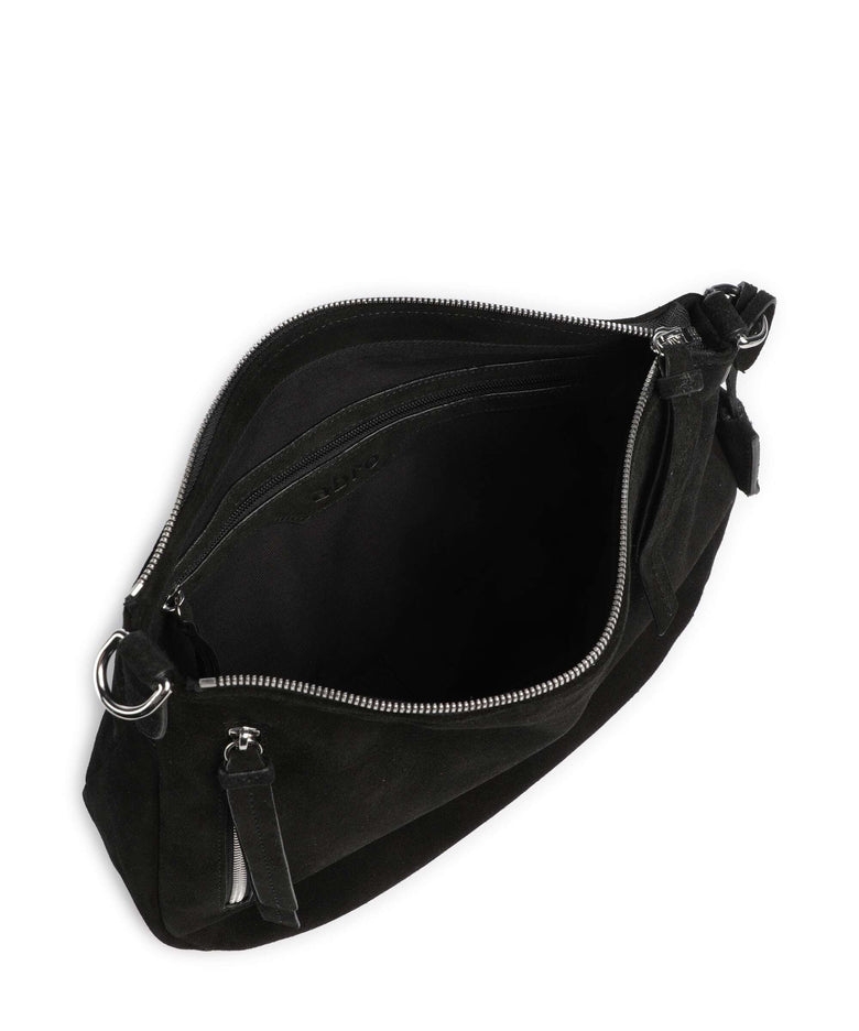 Abro Suede Juna Small Hobo bag black/nickel