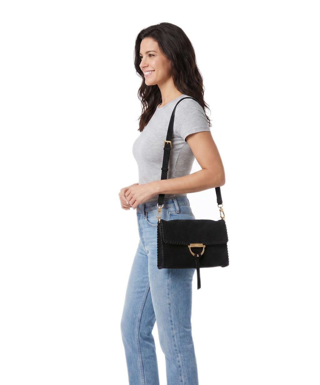 Abro Suede Temi Stitch Shoulder bag black/gold