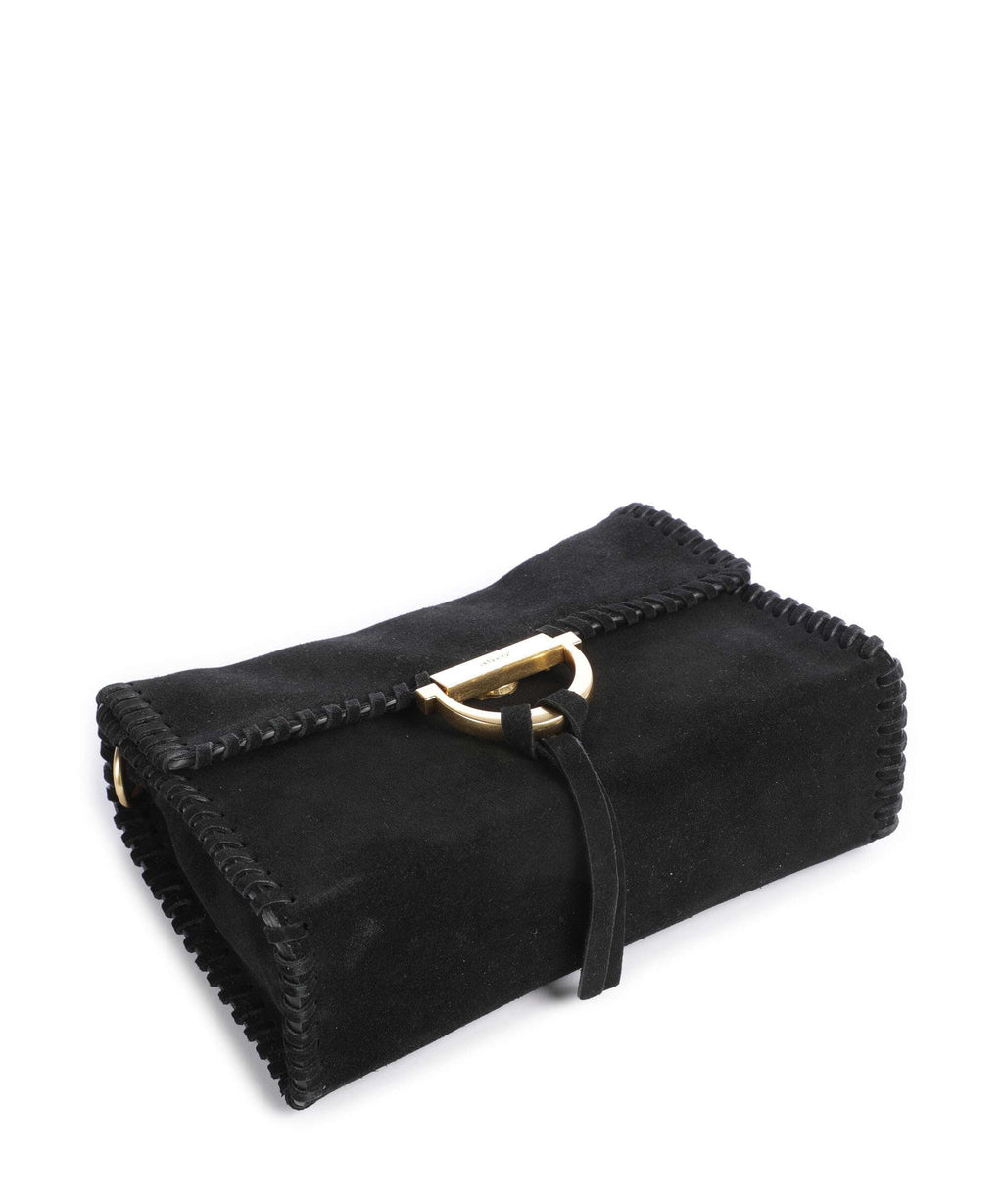 Abro Suede Temi Stitch Shoulder bag black/gold