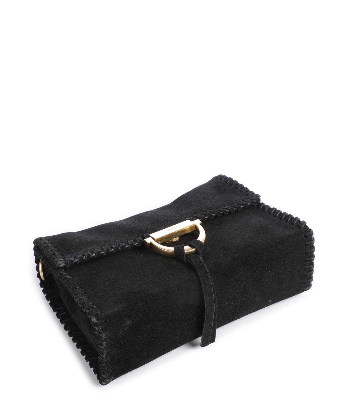 Abro Suede Temi Stitch Shoulder bag black/gold