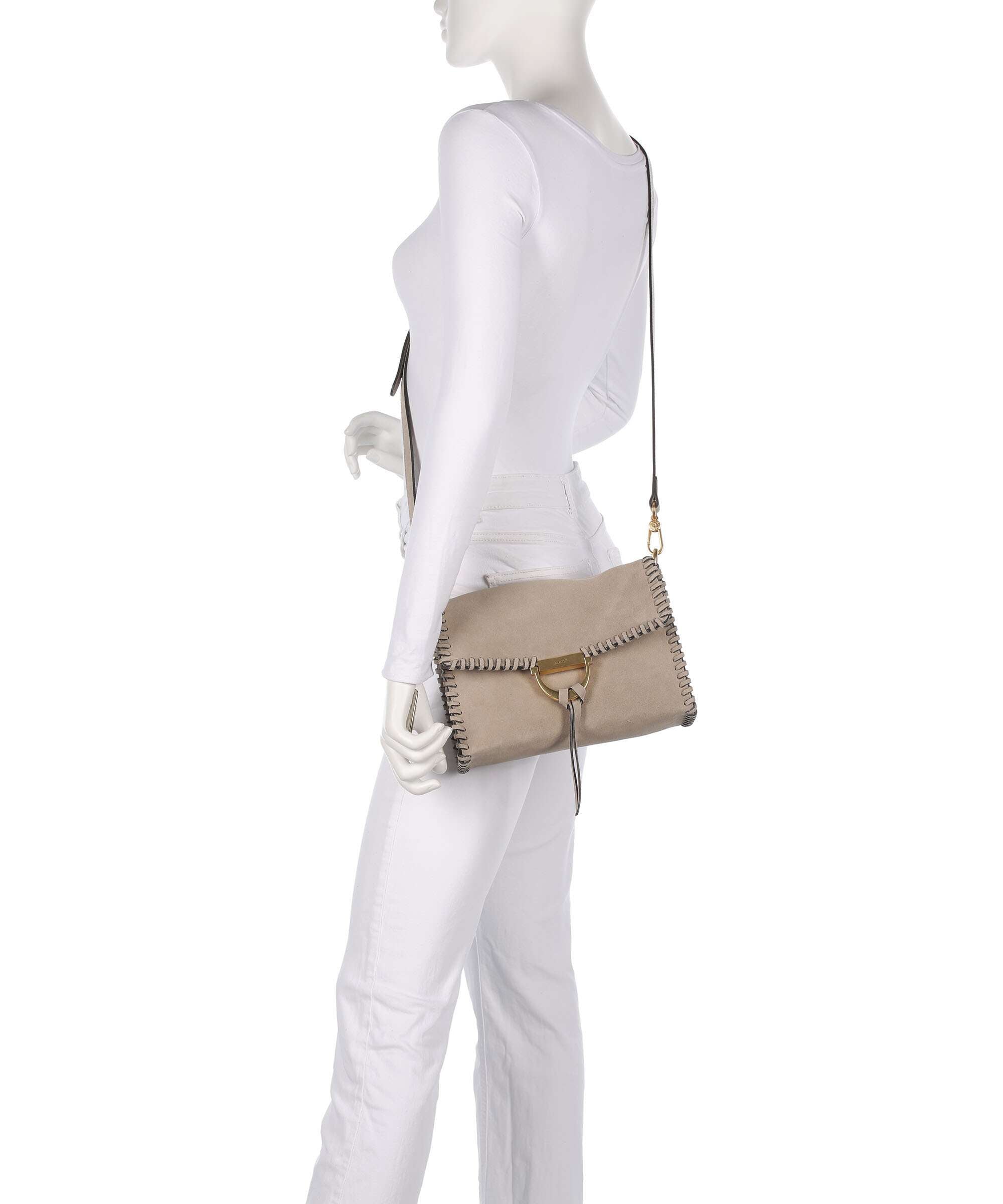 Abro Suede Temi Stitch Shoulder bag siena