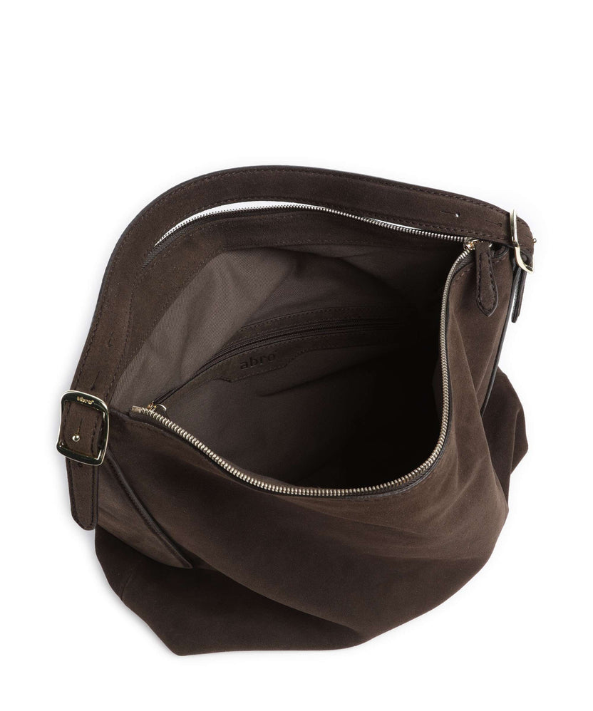 Abro Suede Carina Hobo bag dark brown