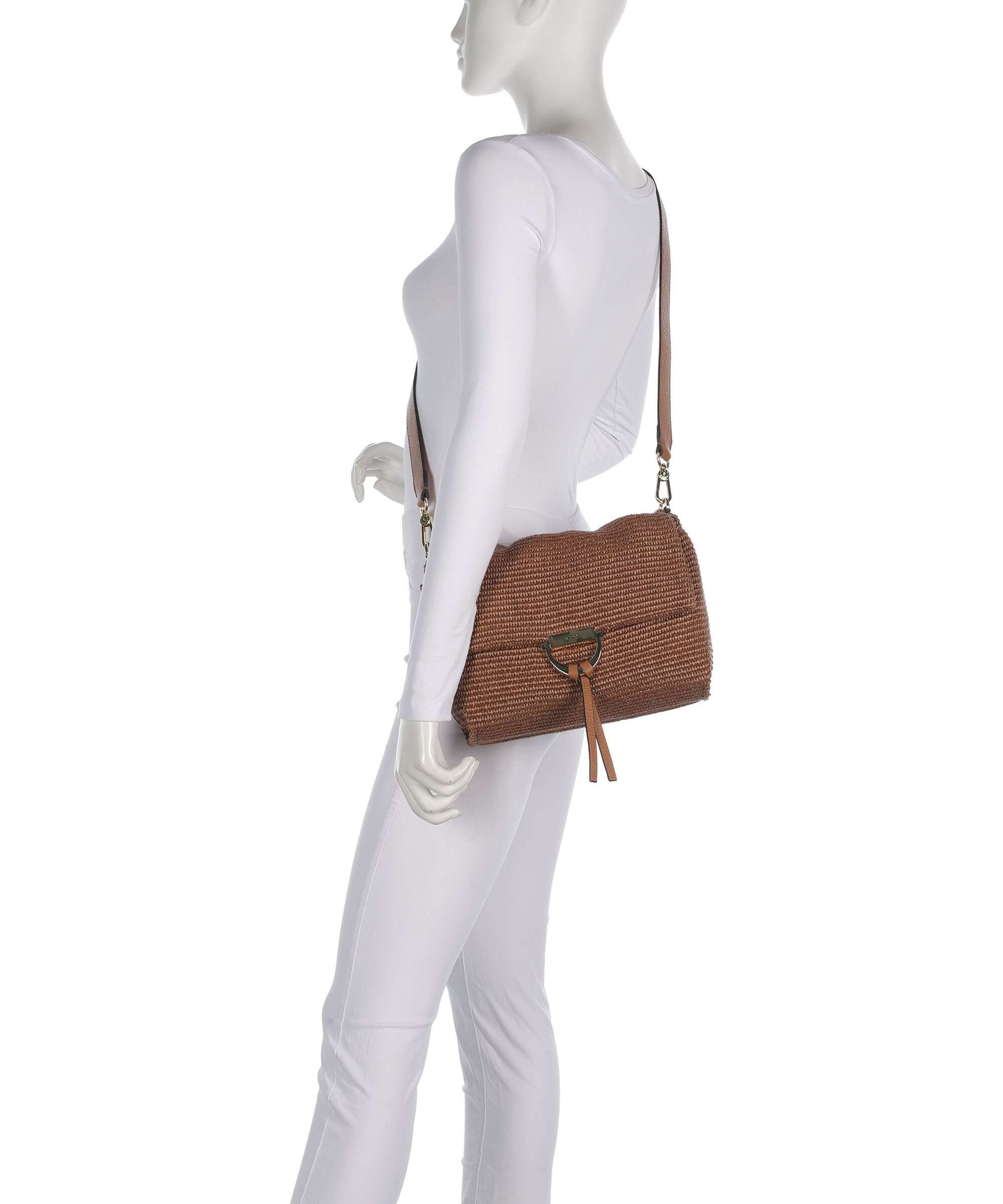 Abro Raffia Classica Temi Medium Shoulder bag caramel/cognac