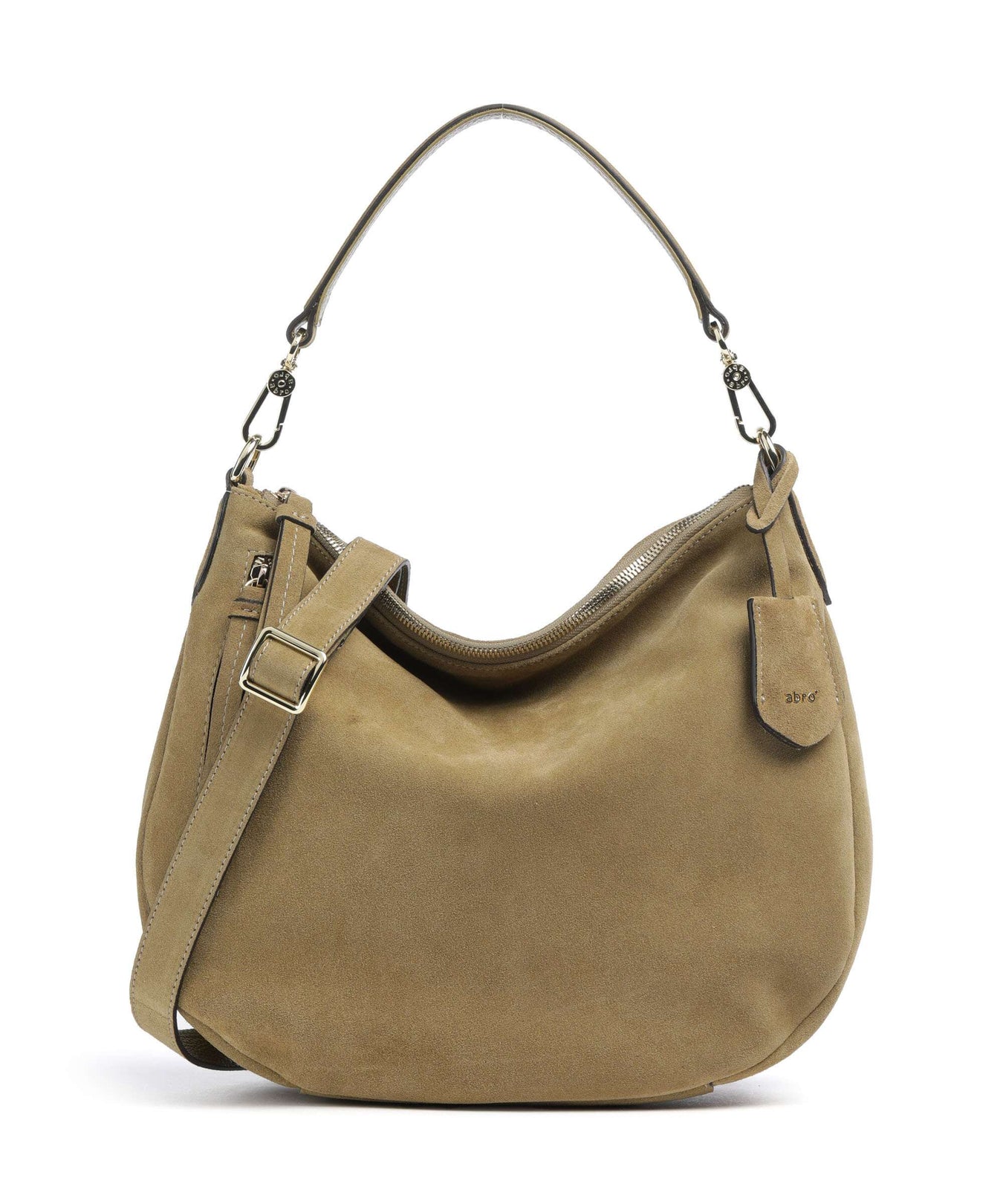 Abro Suede Juna Small Hobo bag mud