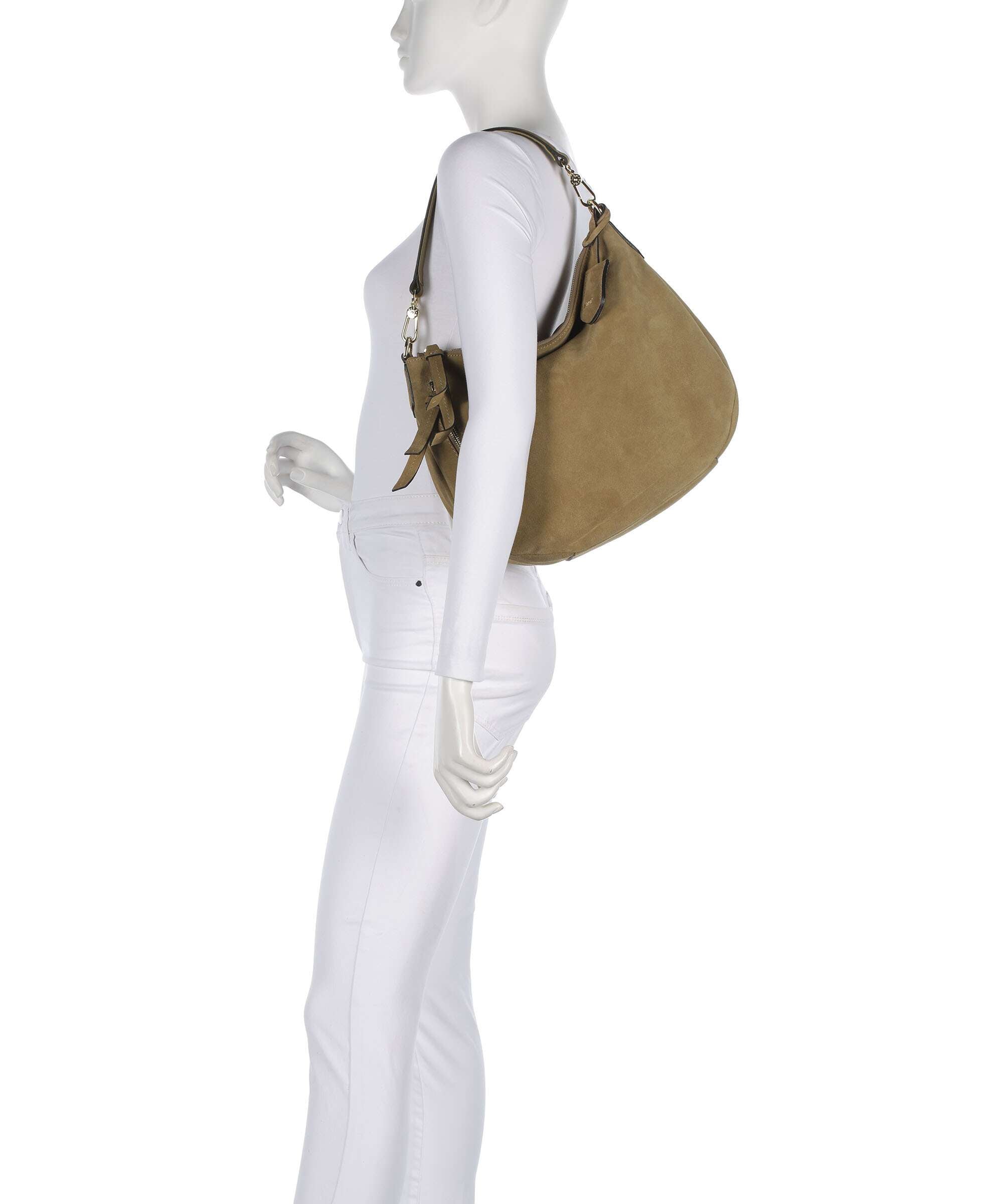 Abro Suede Juna Small Hobo bag mud