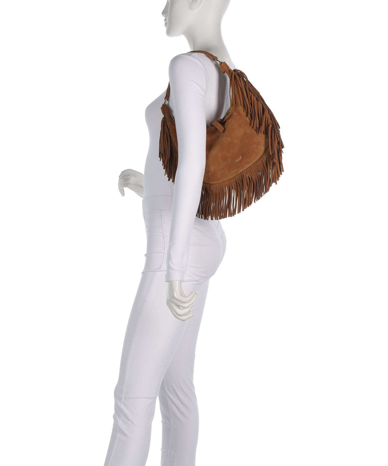 Abro Suede Nana Small Hobo bag cuoio