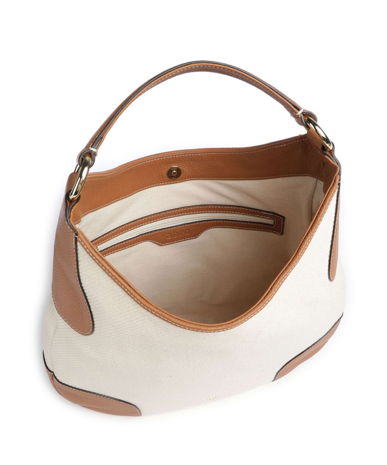 Abro Super Drill Open Air Hobo bag ivory/cuoio