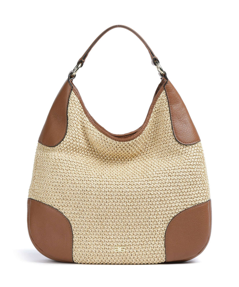 Abro Maglia Raffia Open Air Hobo bag natural/nut