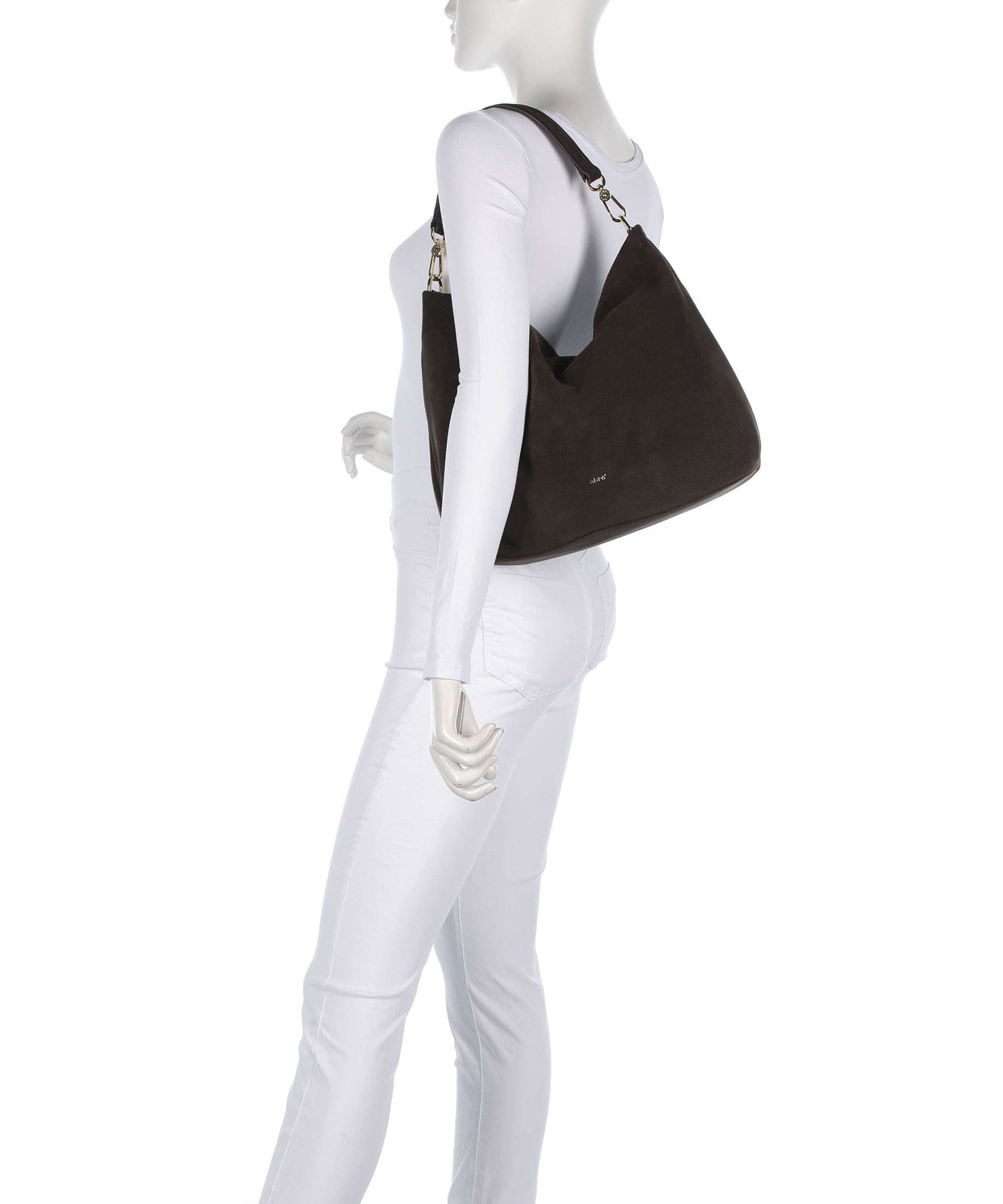 Abro Suede Kaia Hobo bag dark brown