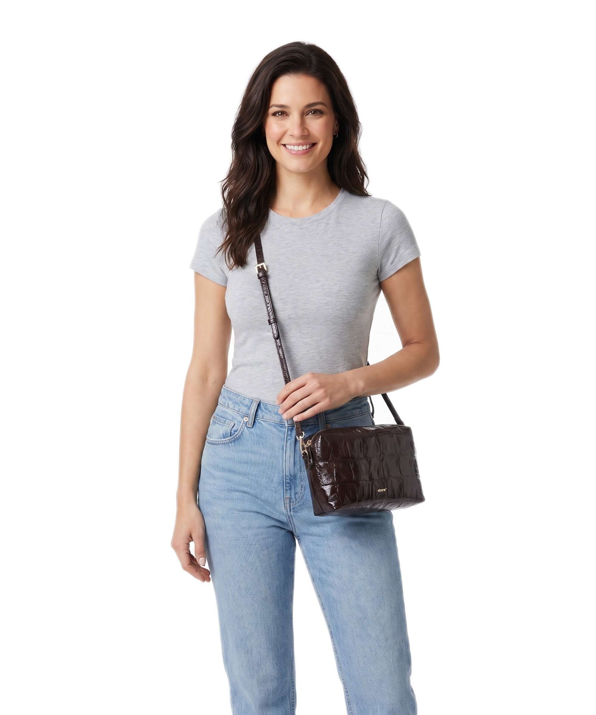 Abro Maxxi Cocco Kaia Crossbody bag dark brown