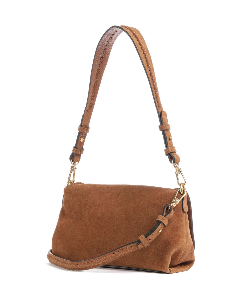 Abro Suede Signature Shoulder bag cuoio