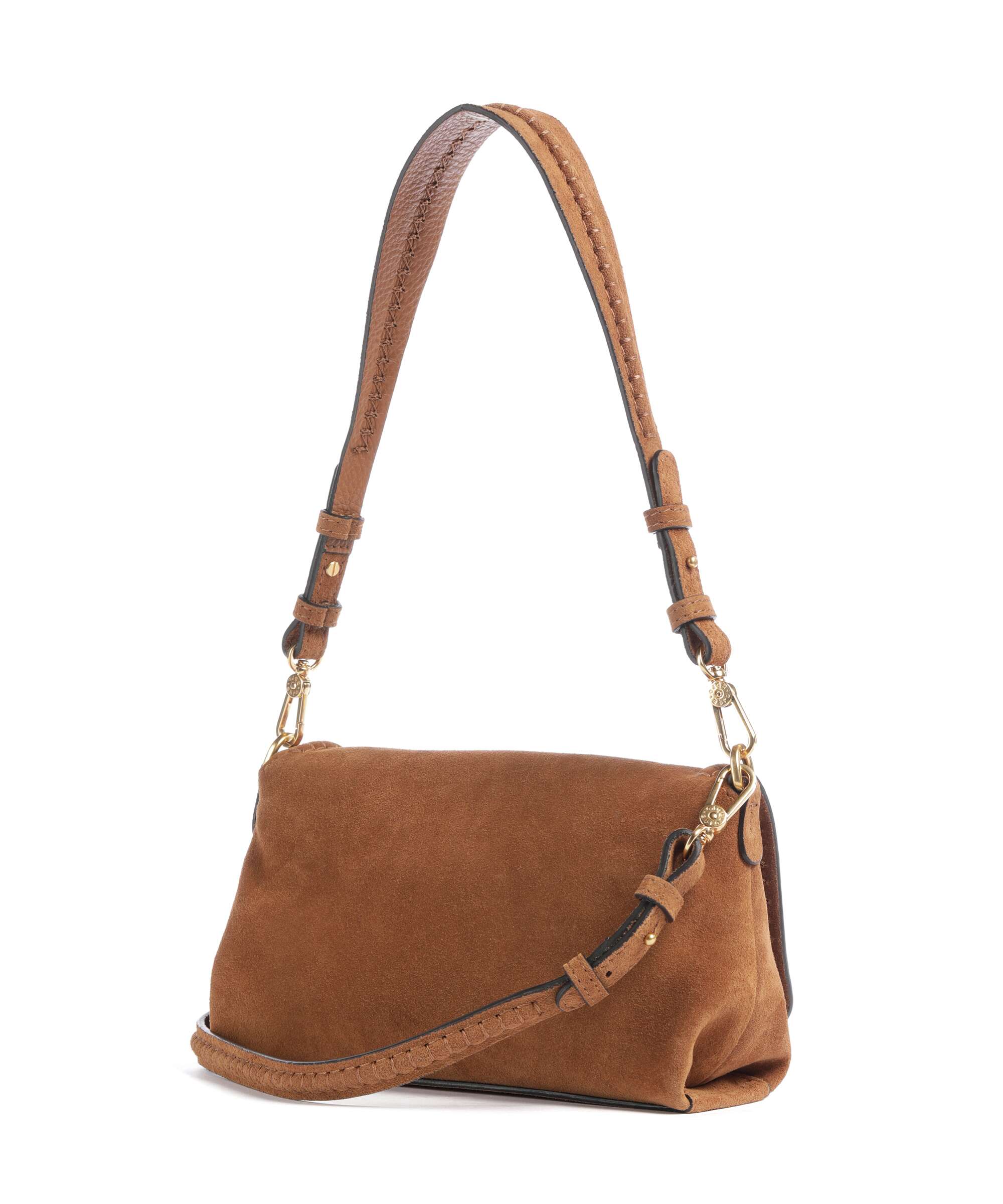 Abro Suede Signature Shoulder bag cuoio