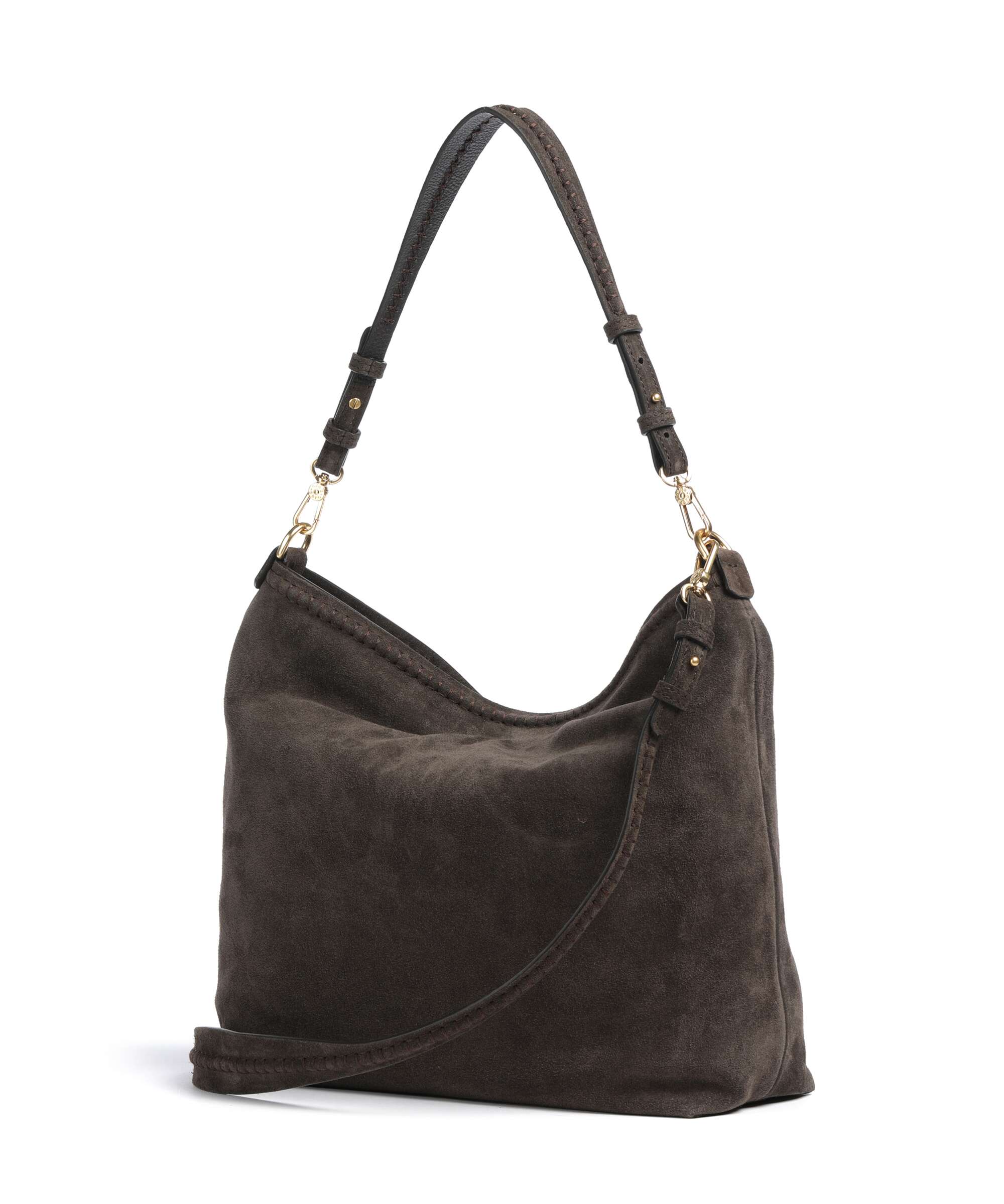 Abro Suede Signature Hobo bag dark brown