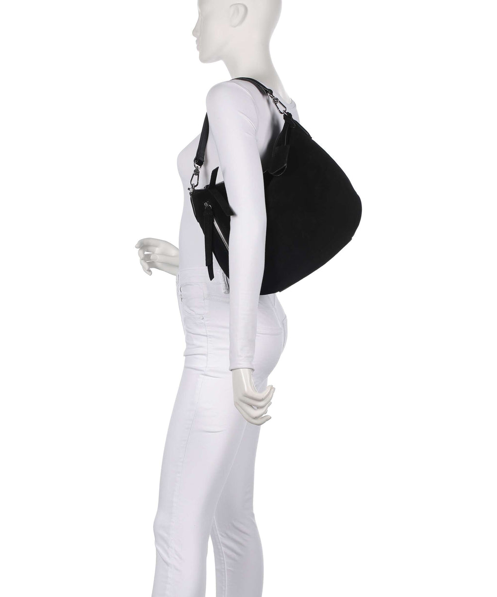 Abro Suede Juna Small Hobo bag black/nickel