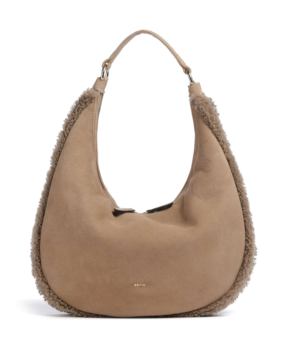 Abro Shearling Nana Small Hobo bag cappuccino