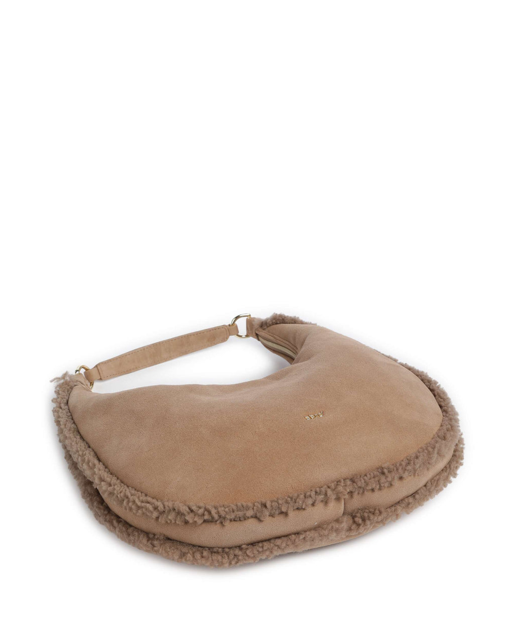 Abro Shearling Nana Small Hobo bag cappuccino
