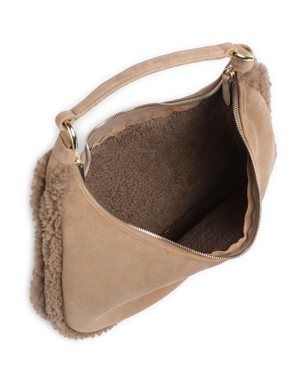 Abro Shearling Nana Small Hobo bag cappuccino