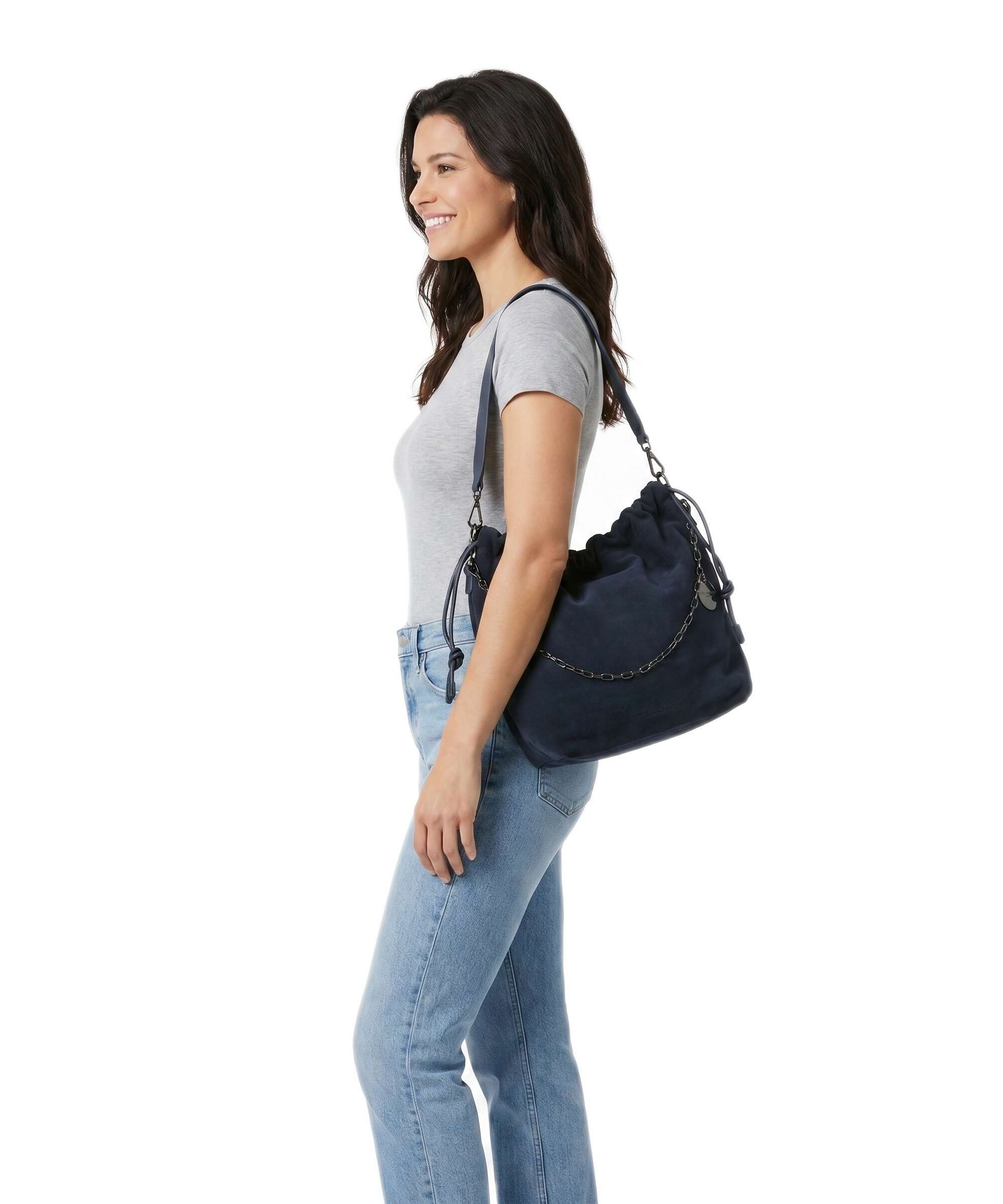 Liebeskind Lya II Hydro Suede M Bucket bag peacoat