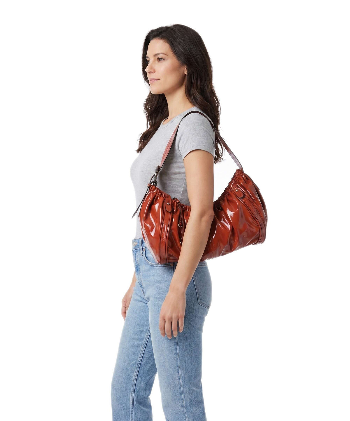 Liebeskind Faye Shiny L Hobo bag red rock