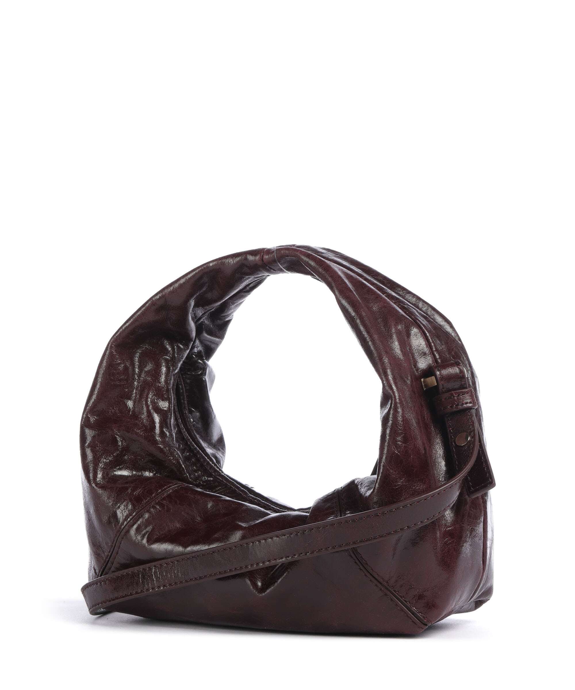 Les Visionnaires Greta Icon Crinkle Mini Handbag bordeaux red