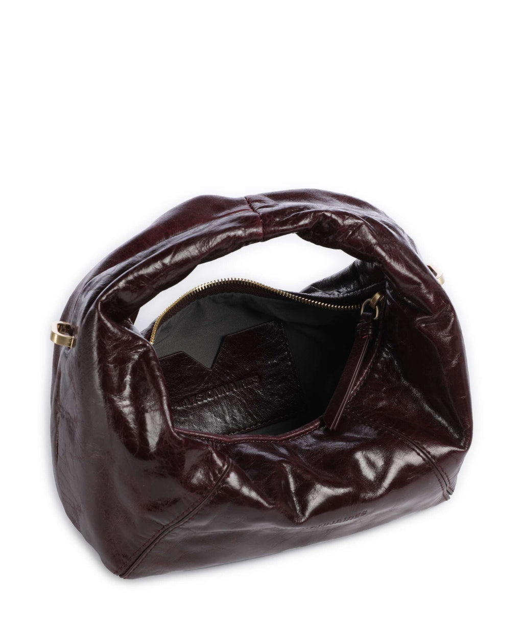 Les Visionnaires Greta Icon Crinkle Mini Handbag bordeaux red