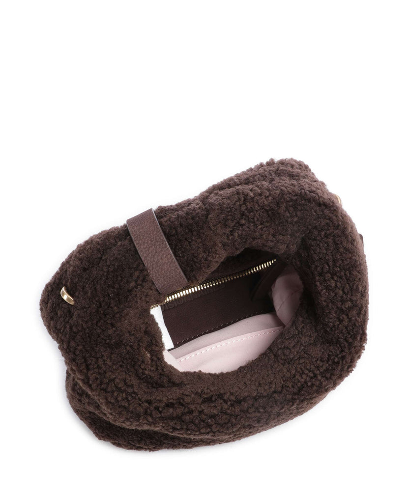 Les Visionnaires Greta Teddy Micro Crossbody bag pecan