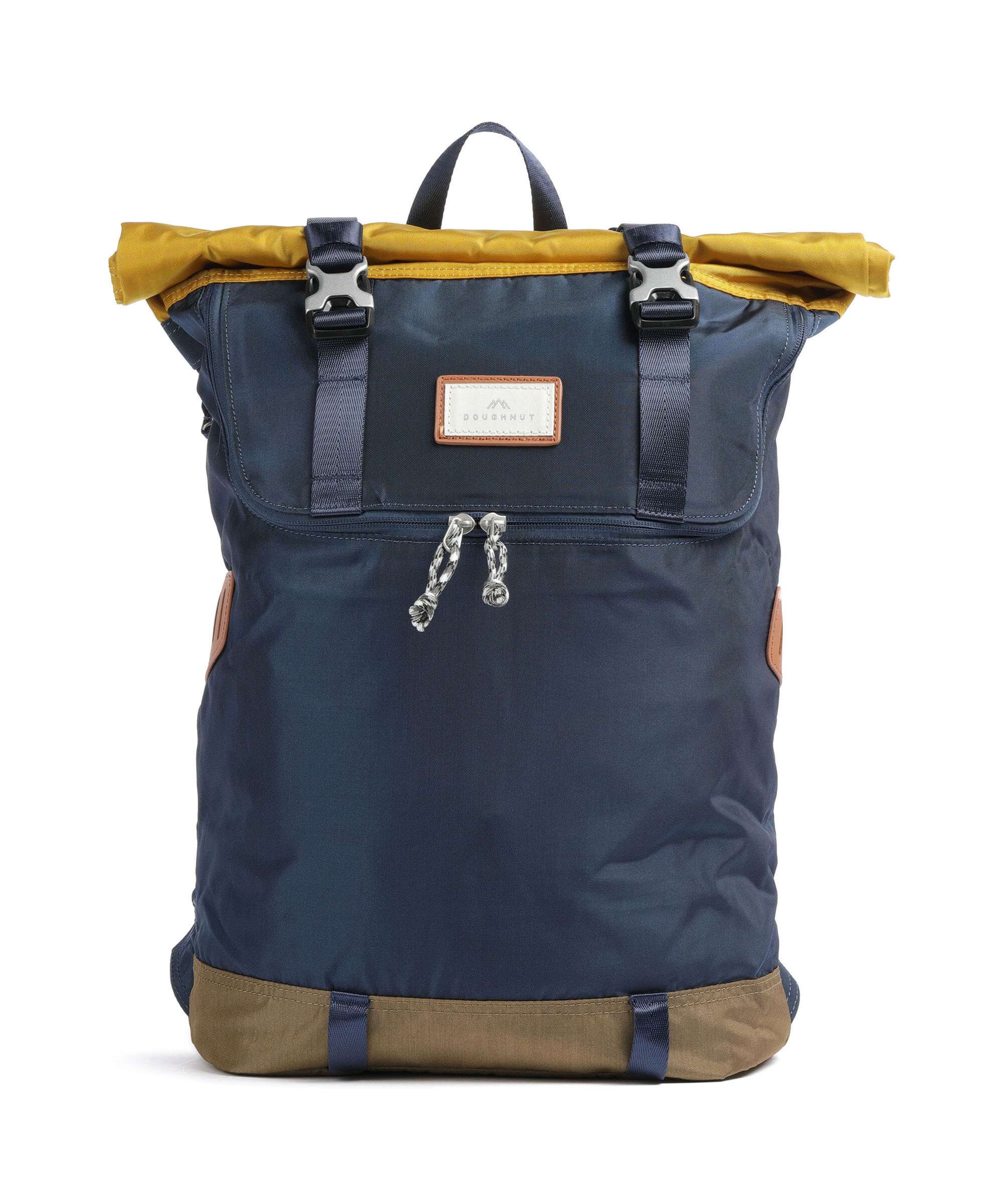 Doughnut Glossy Blocking Christopher Rolltop backpack navy/mustard