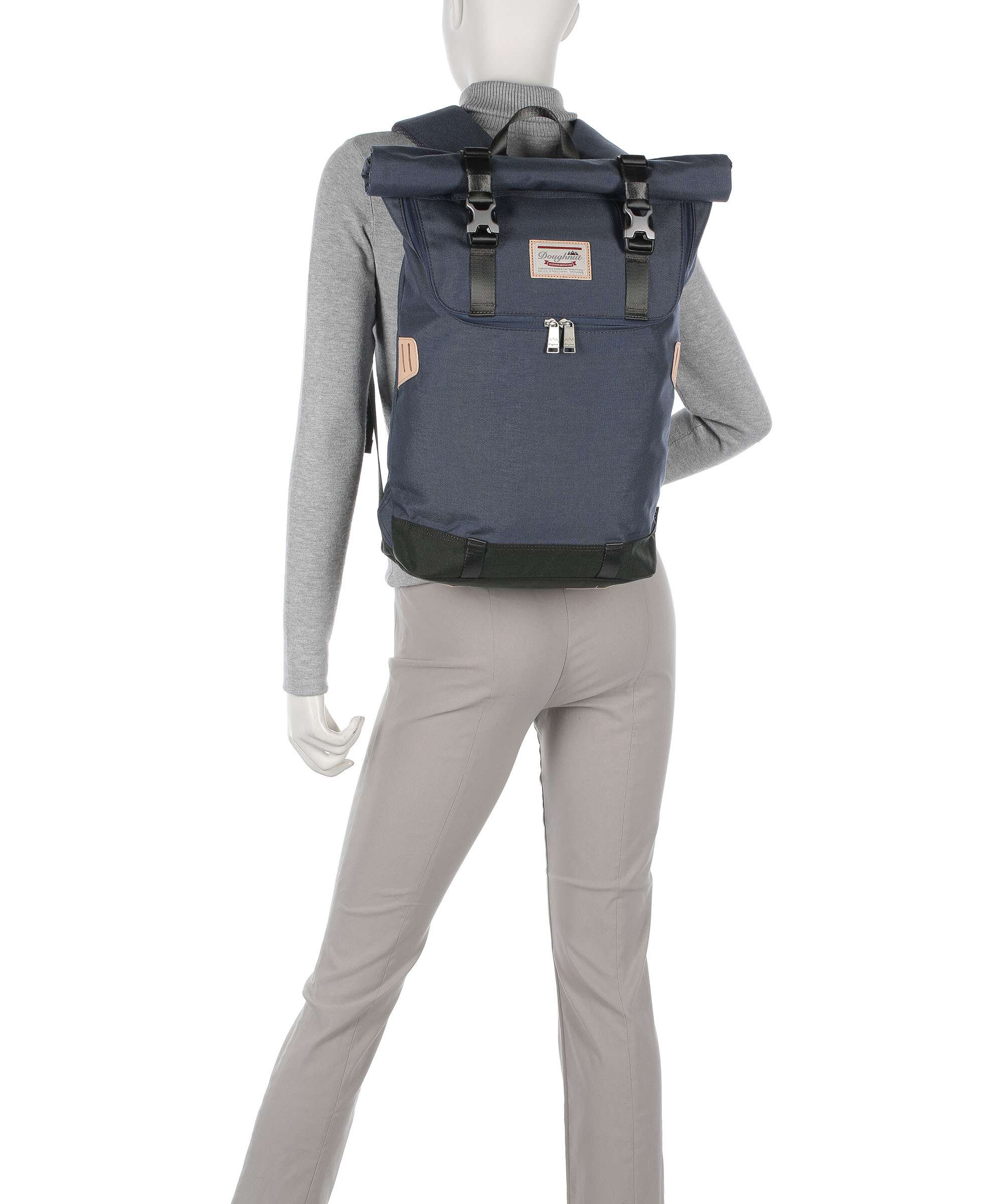 Doughnut Glossy Blocking Christopher Rolltop backpack navy/mustard