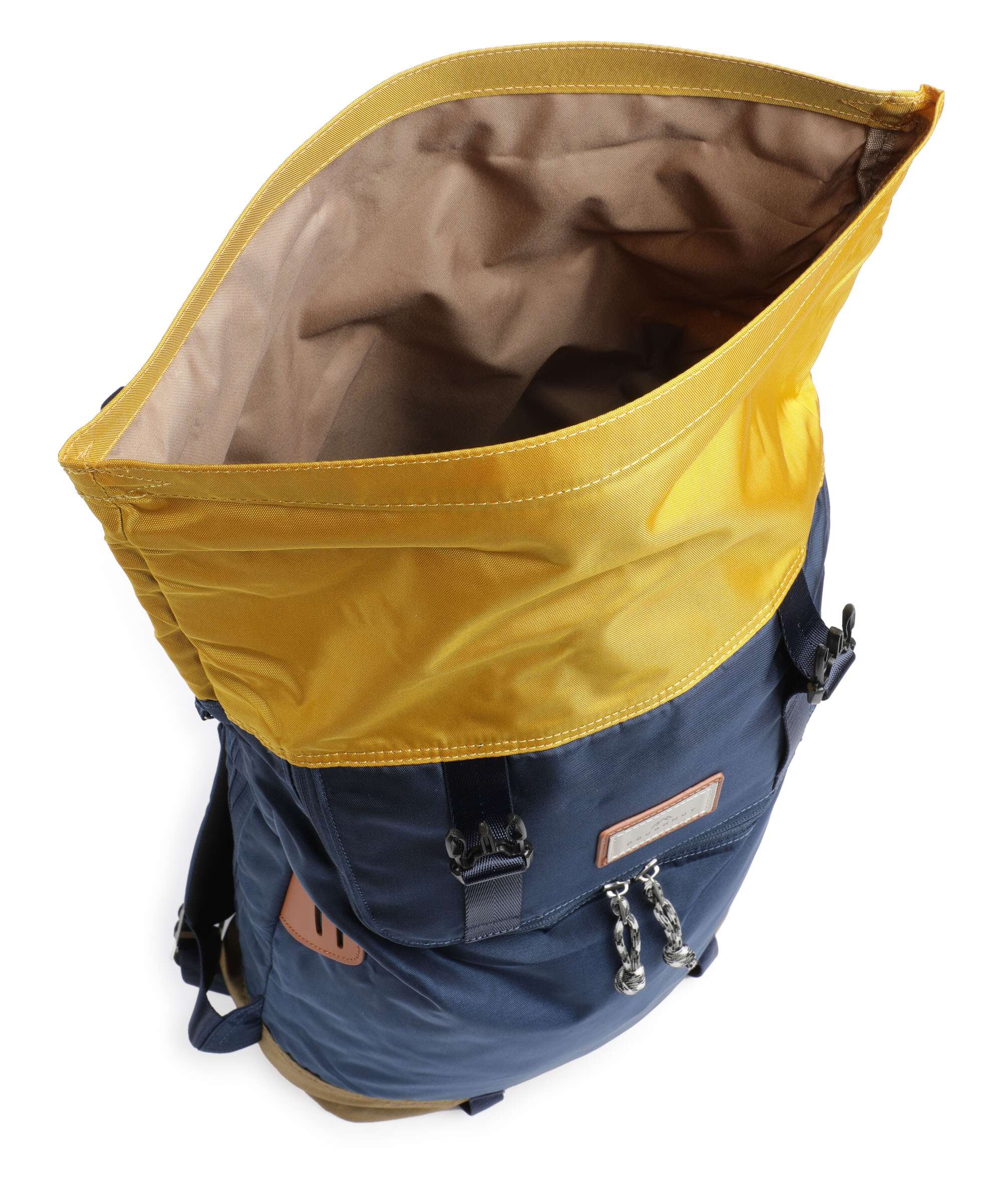 Doughnut Glossy Blocking Christopher Rolltop backpack navy/mustard