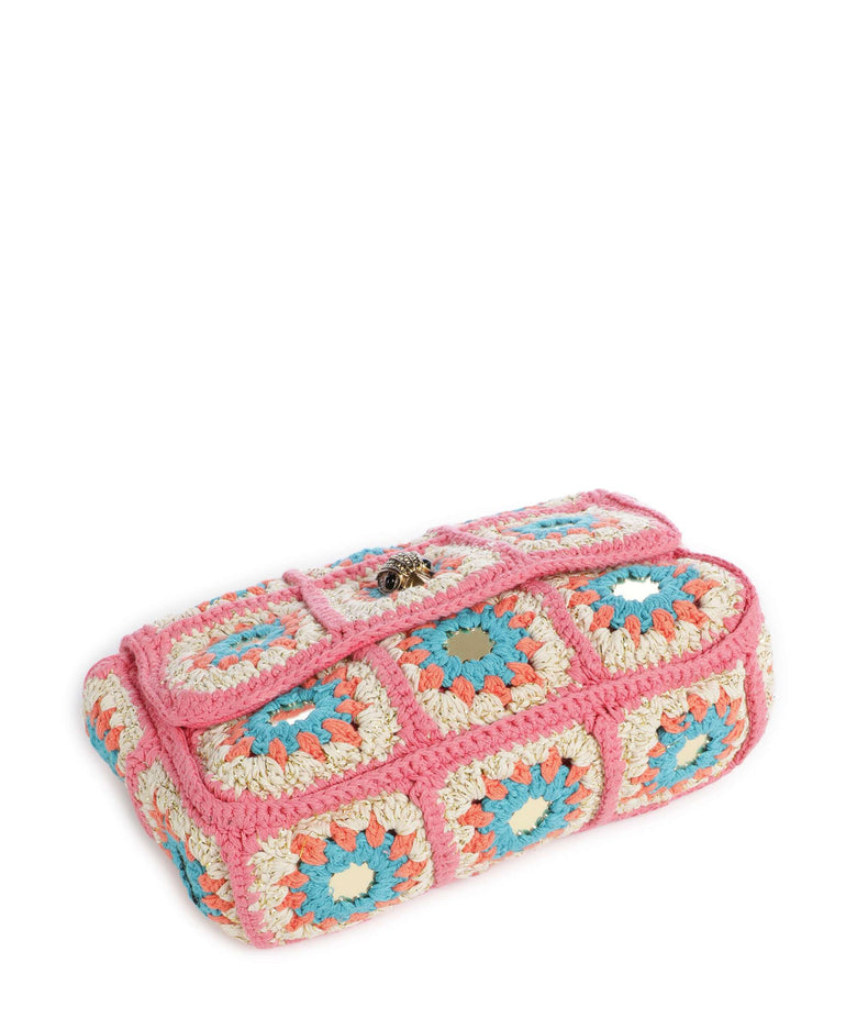 Kurt Geiger Kensington Crochet Crossbody bag pink combination