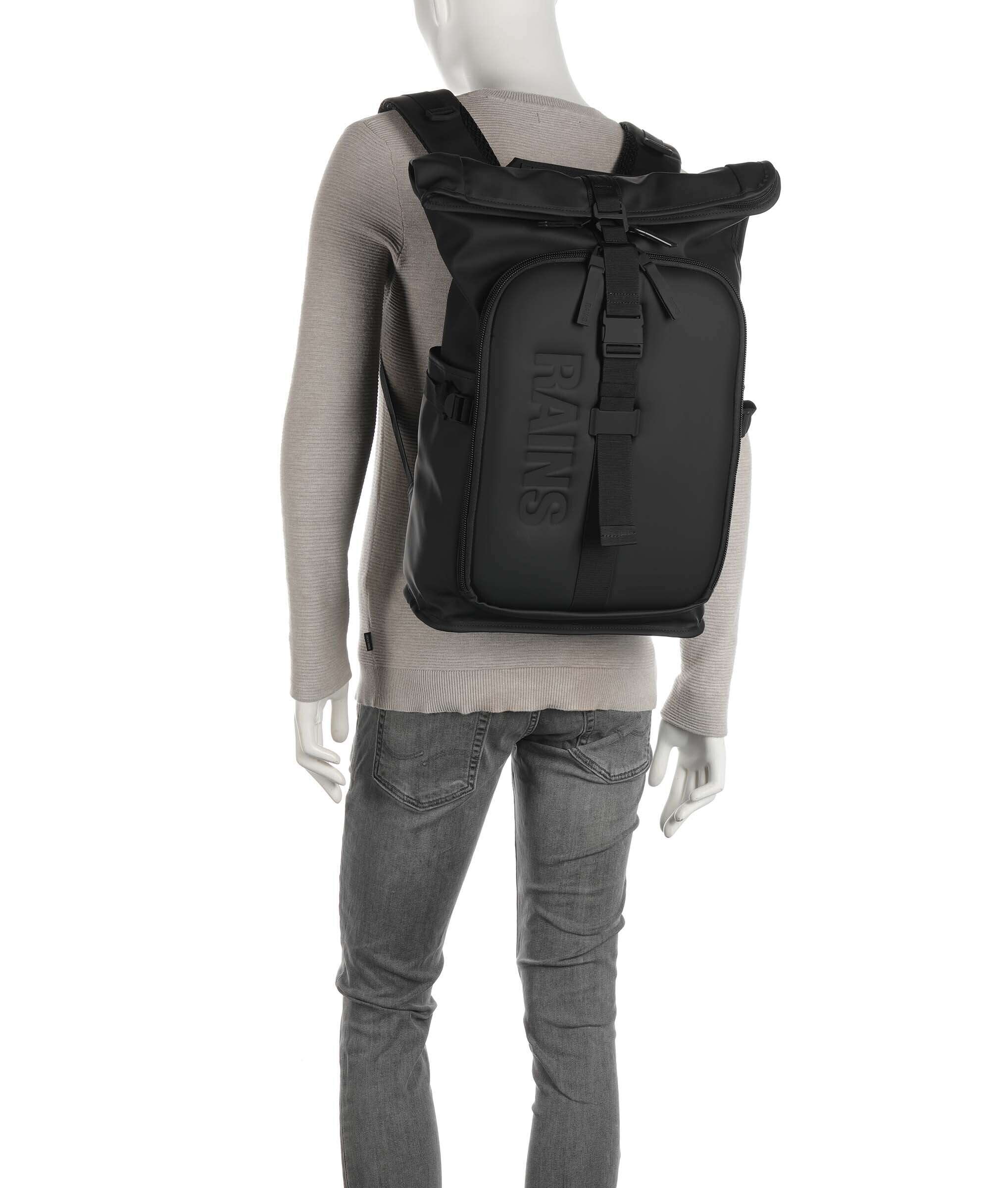 Rains Texel Moulded Rolltop backpack black grain