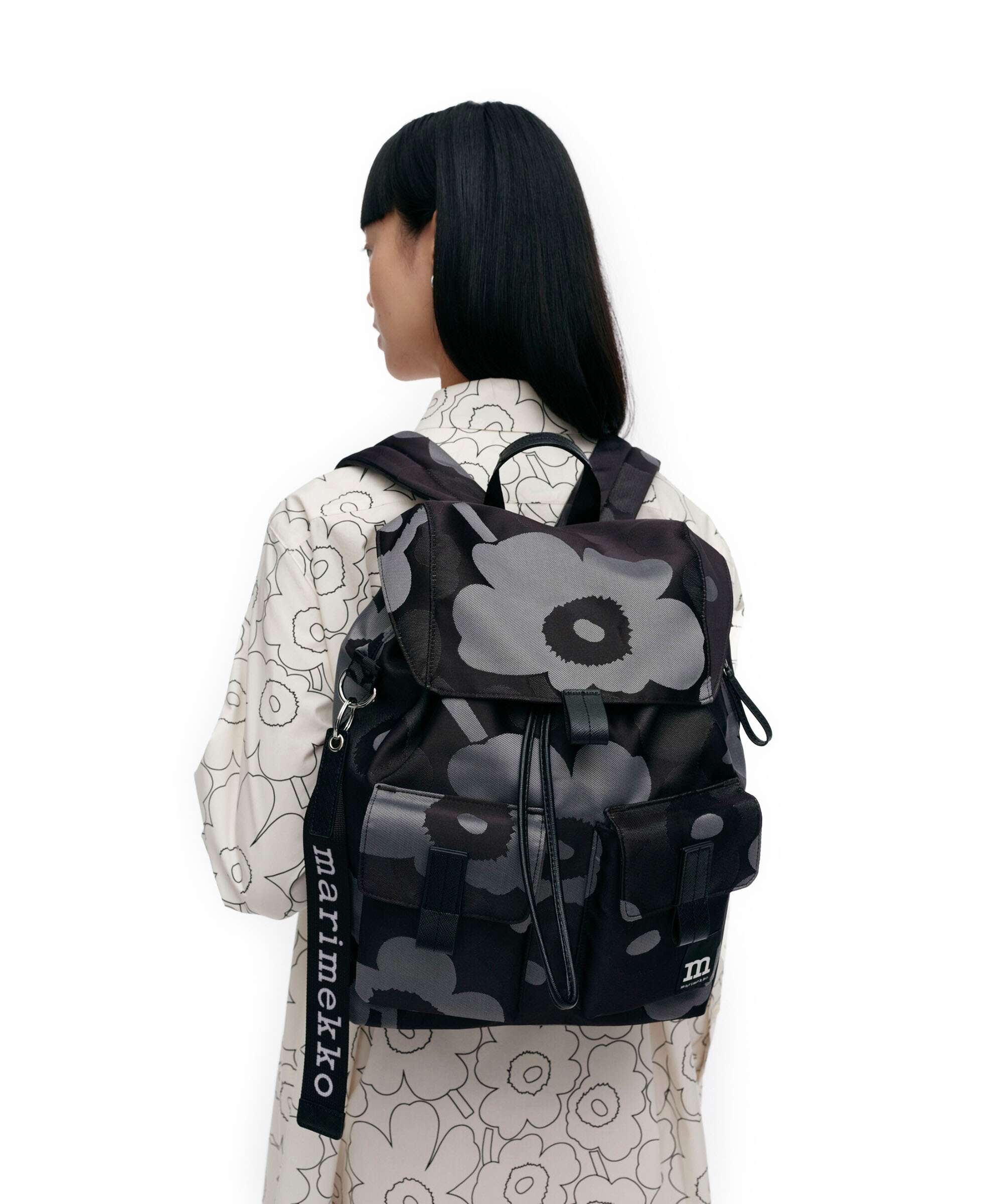 Marimekko Everything Unikko L Backpack grey/dark grey/black