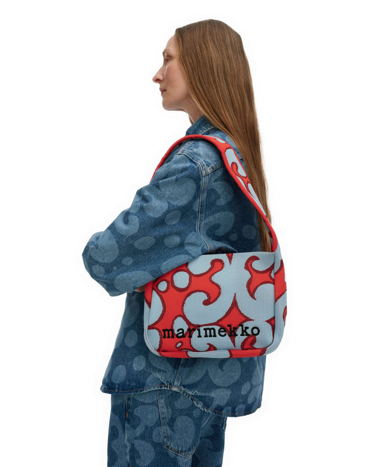 Marimekko Knitted Keidas Shoulder bag light blue/red